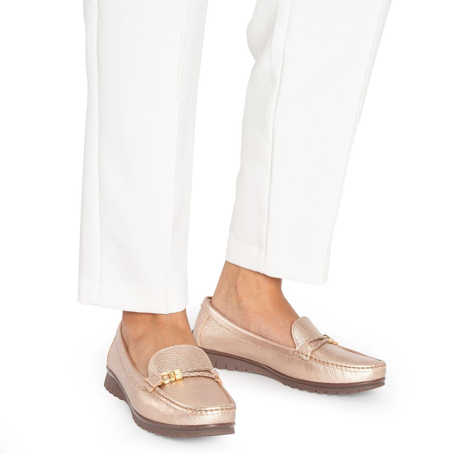 Mocasin de cuero mujer Gacel dorado Trini-1