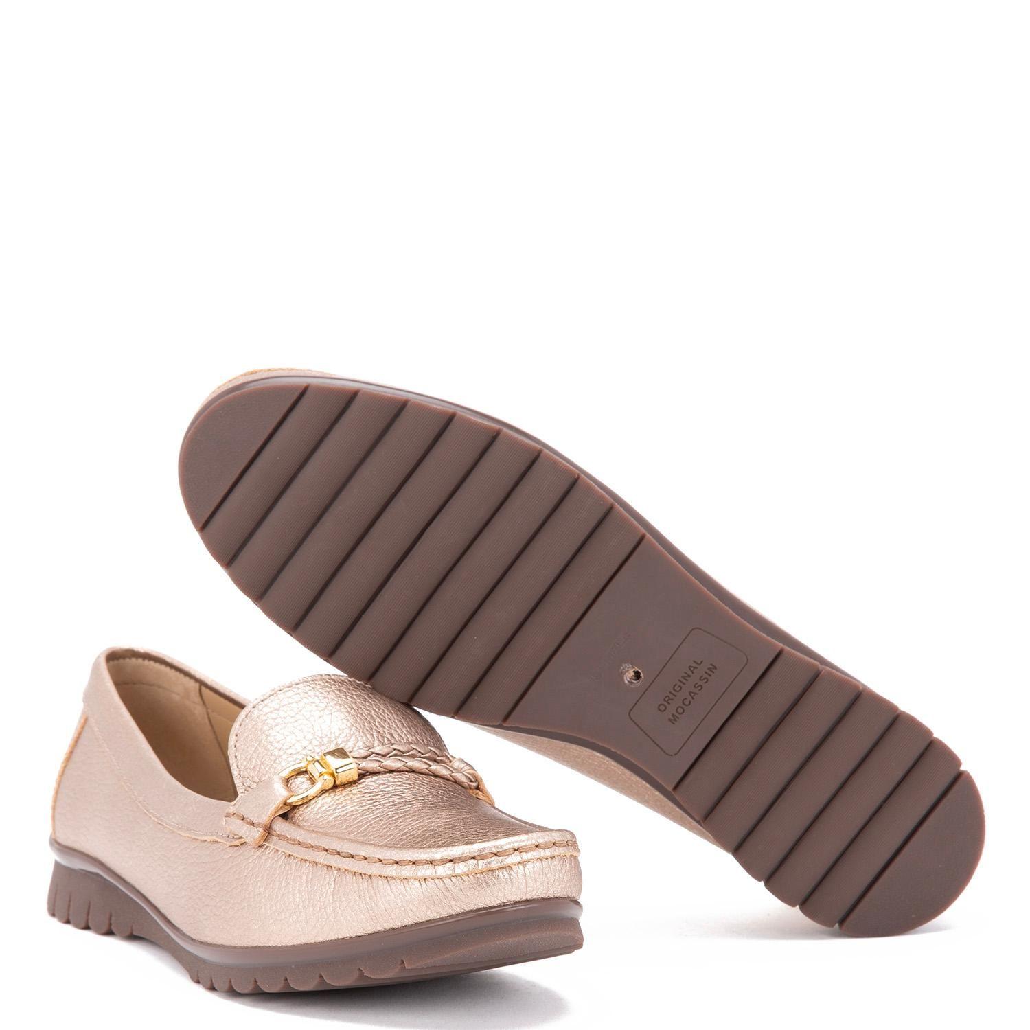 Mocasin de cuero mujer Gacel dorado Trini-2