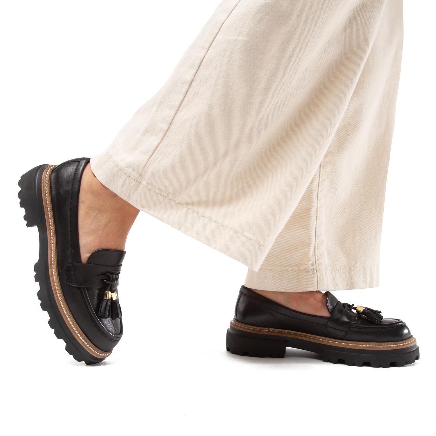 Mocasin de cuero mujer Gacel Negro Eve 0660387-1
