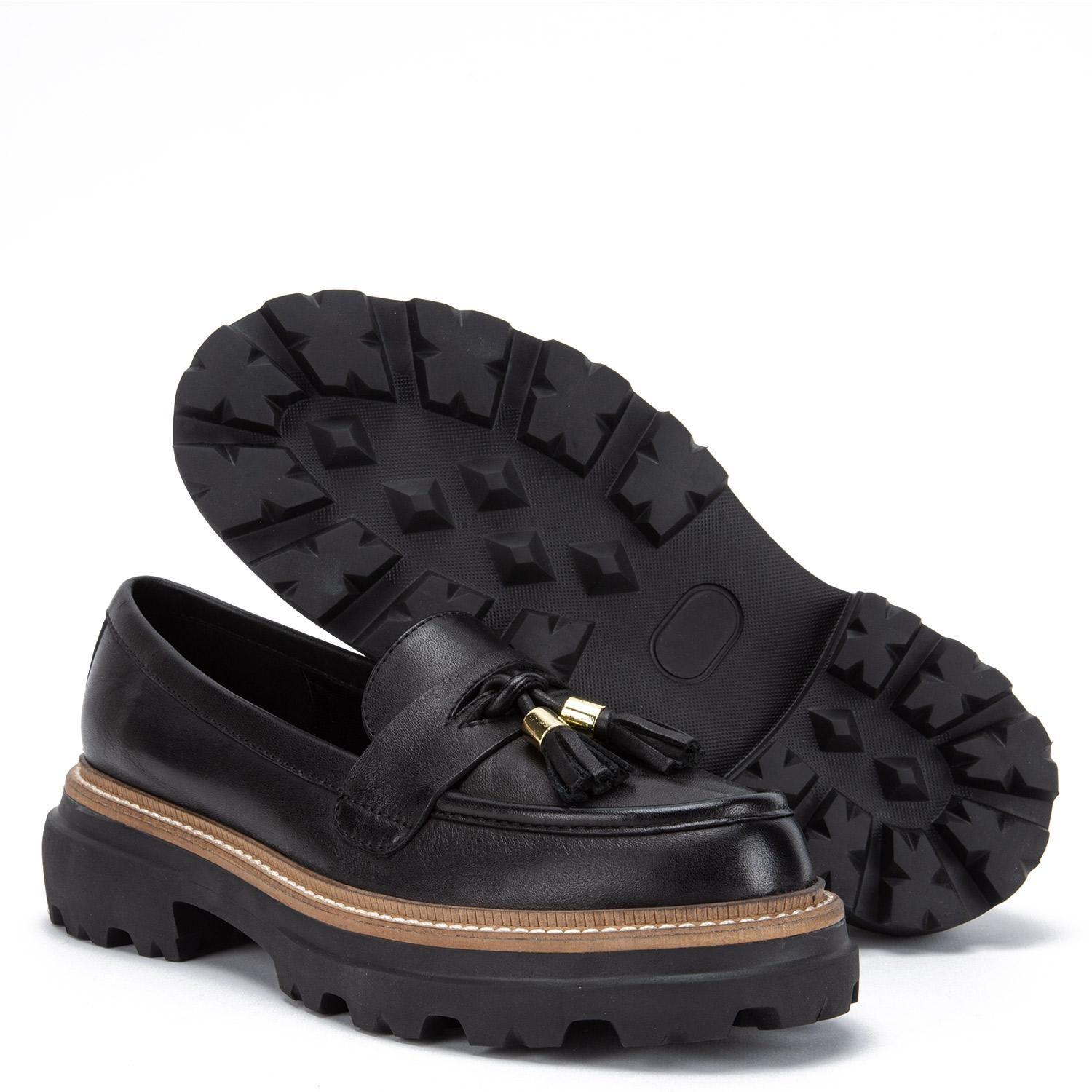 Mocasin de cuero mujer Gacel Negro Eve 0660387-3