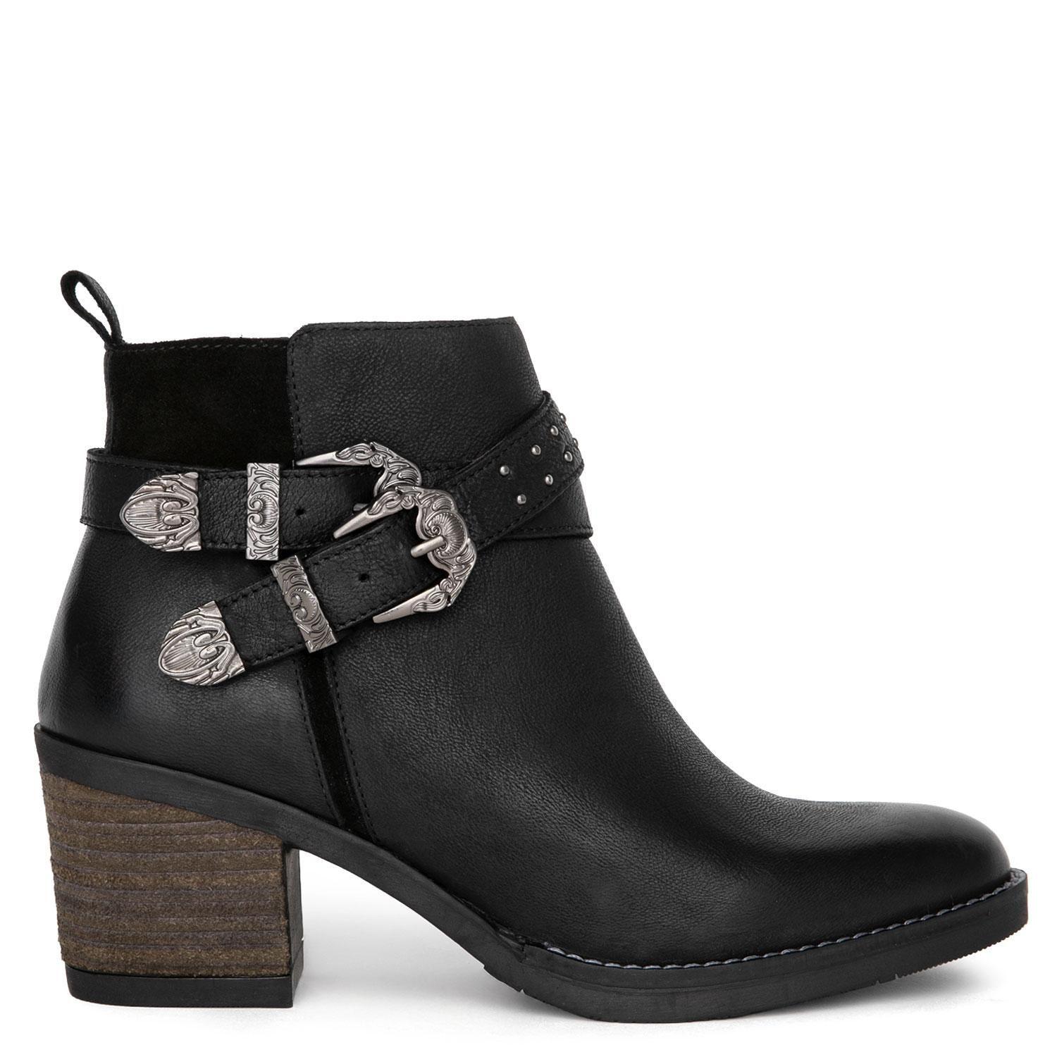 Botin de cuero mujer Gacel negro Piera-0