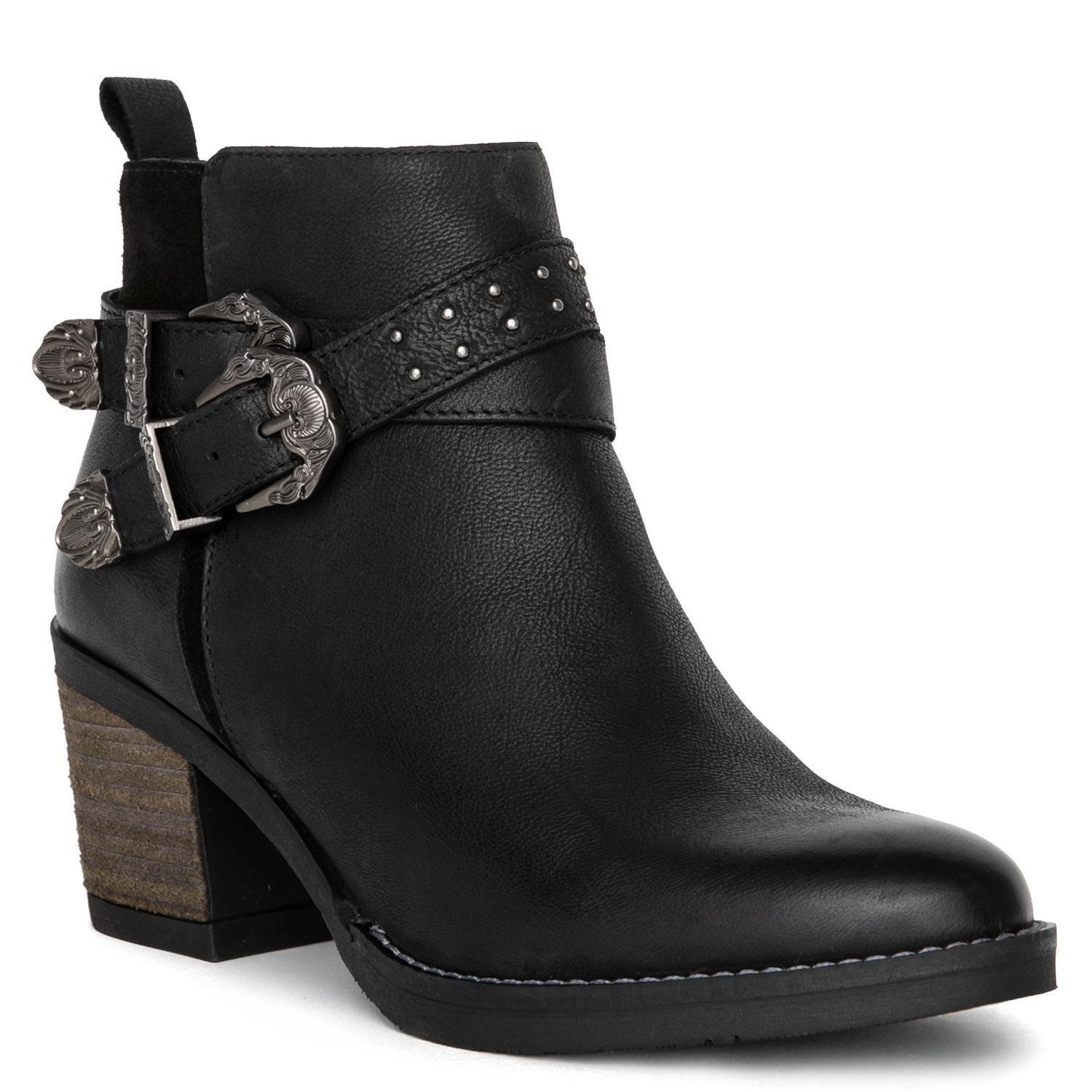 Botin de cuero mujer Gacel negro Piera-2