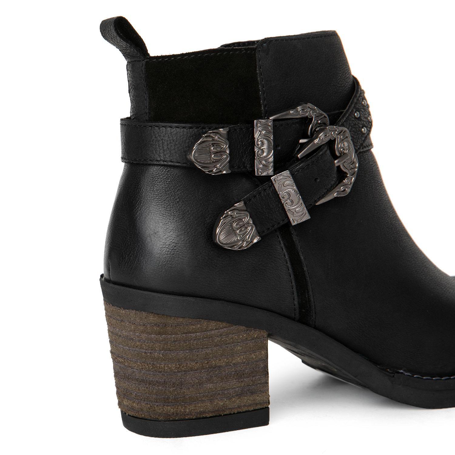 Botin de cuero mujer Gacel negro Piera-3