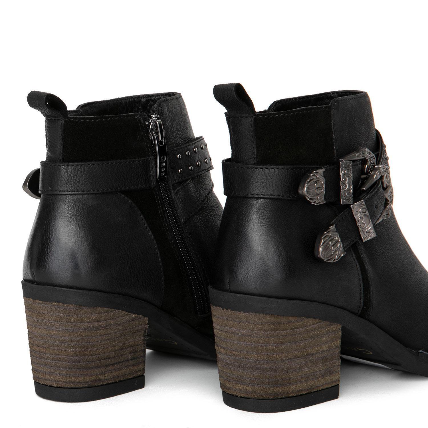 Botin de cuero mujer Gacel negro Piera-4