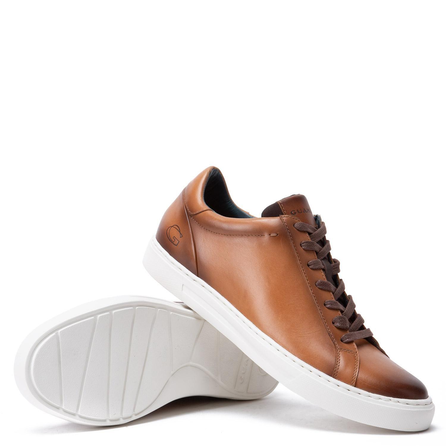Zapatilla de cuero hombre Guante camel Tokio-3