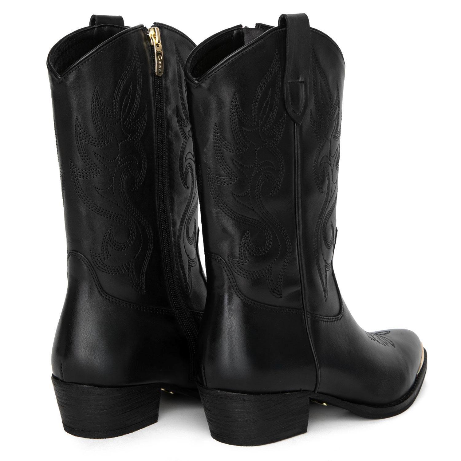 Bota de cuero mujer Gacel negro Ashley-4
