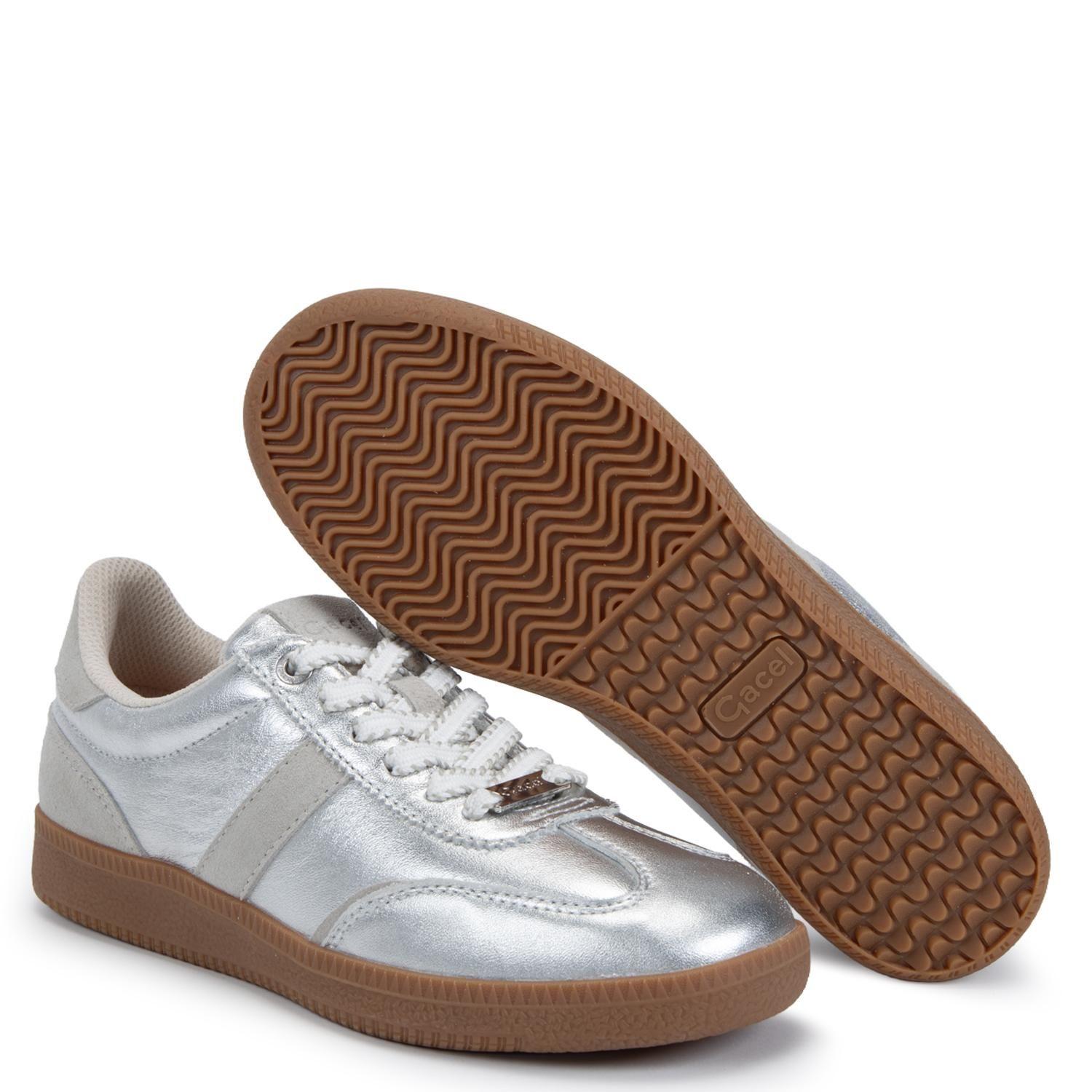 Zapatilla de cuero mujer Gacel plateado Muna-3