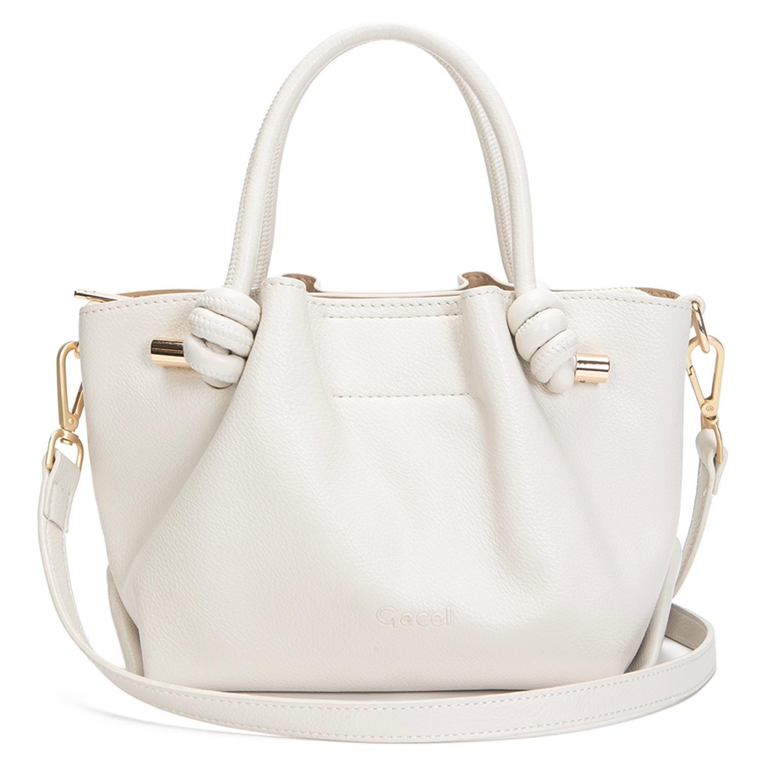 Cartera mujer Gacel off white dos asas pequeña-0