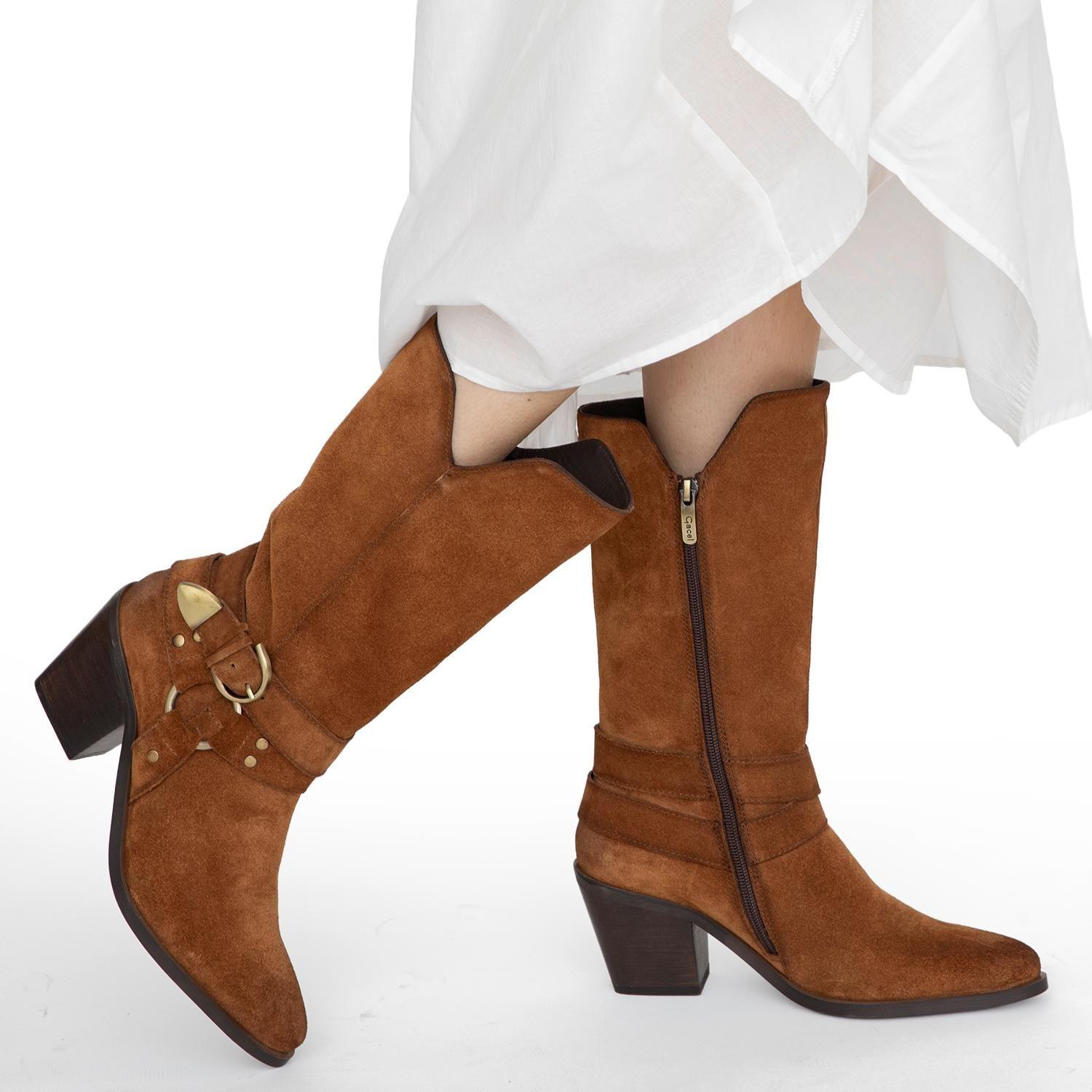 Bota de cuero mujer Gacel tostado Rain 0660977-1