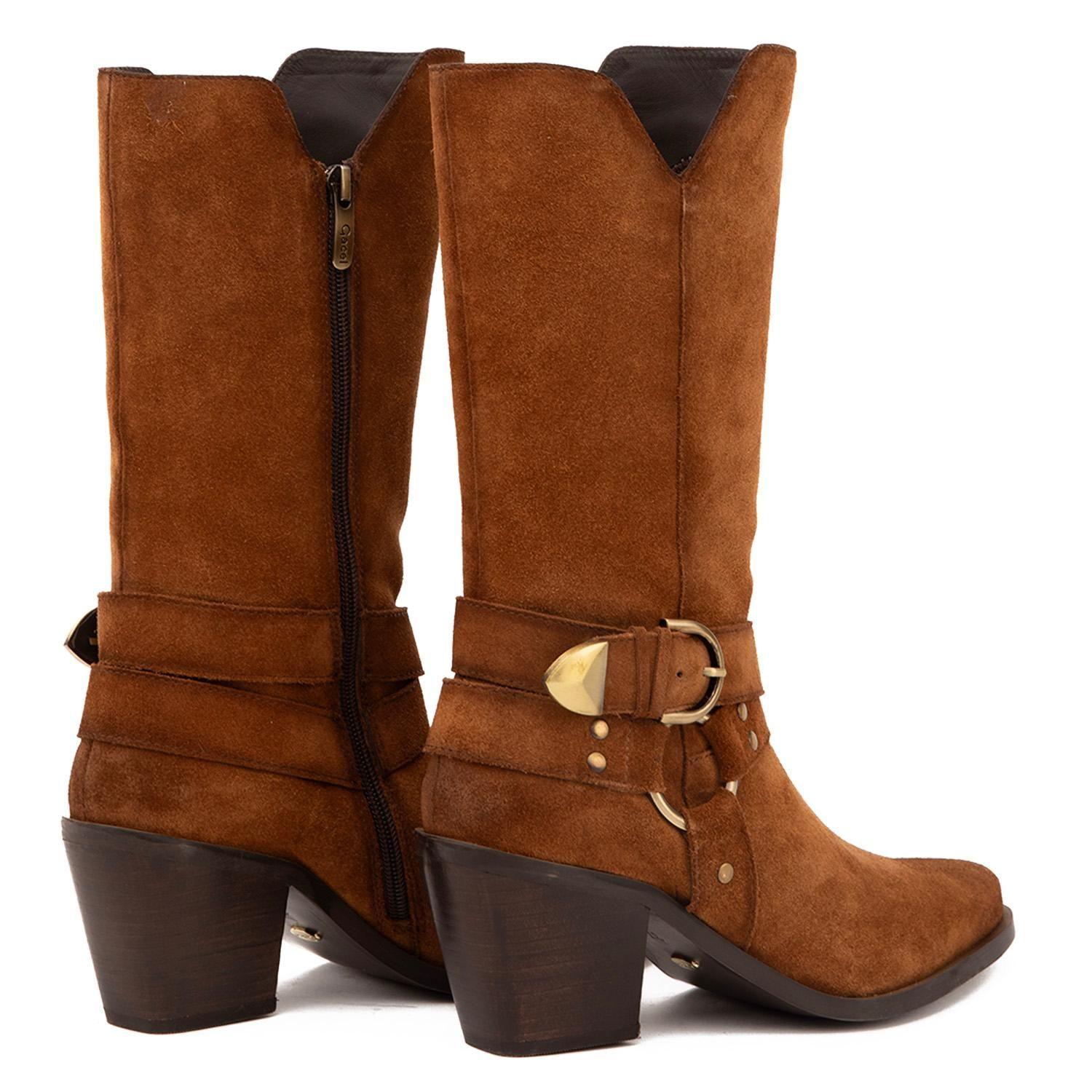 Bota de cuero mujer Gacel tostado Rain 0660977-4