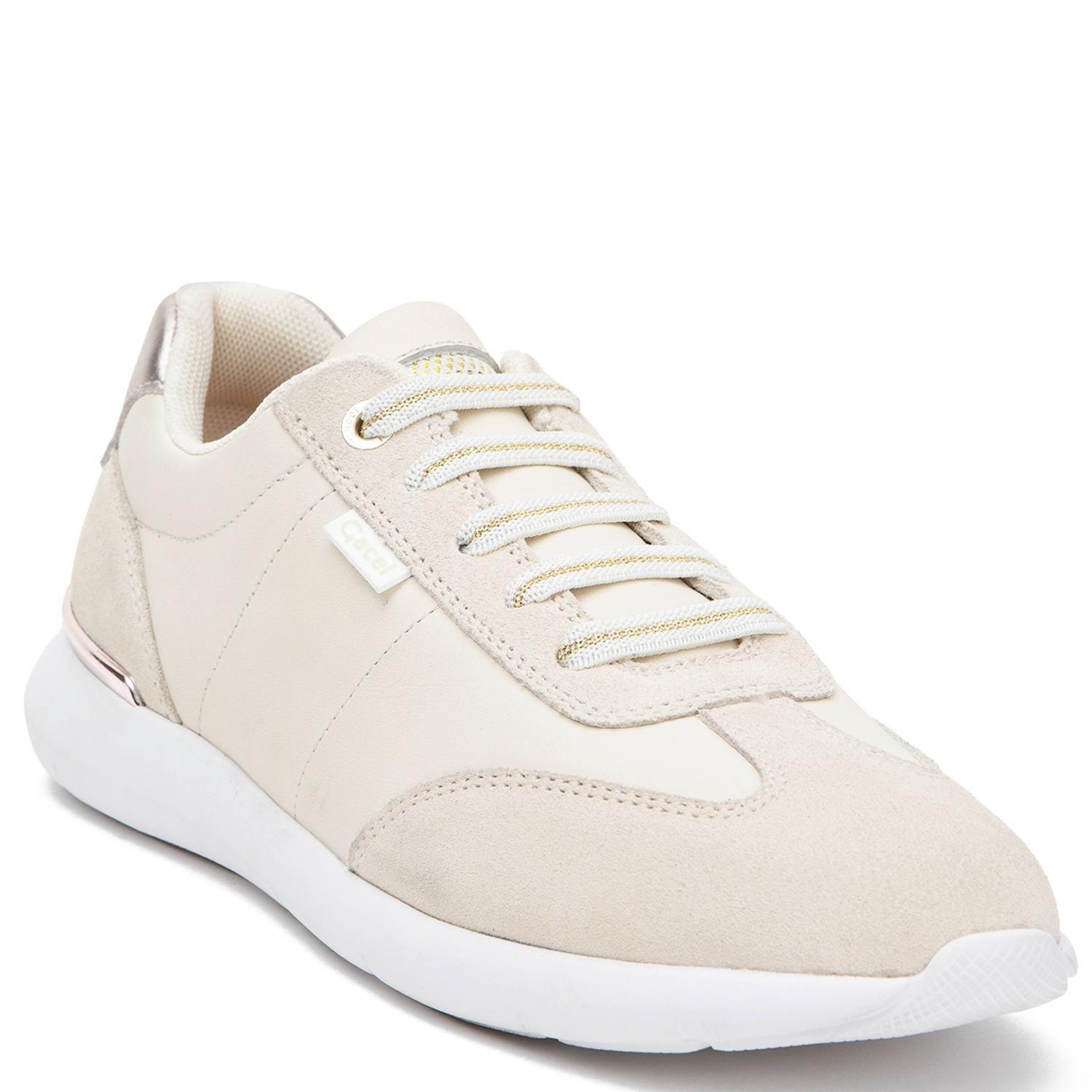 Zapatilla de cuero mujer Gacel beige Steffy-2