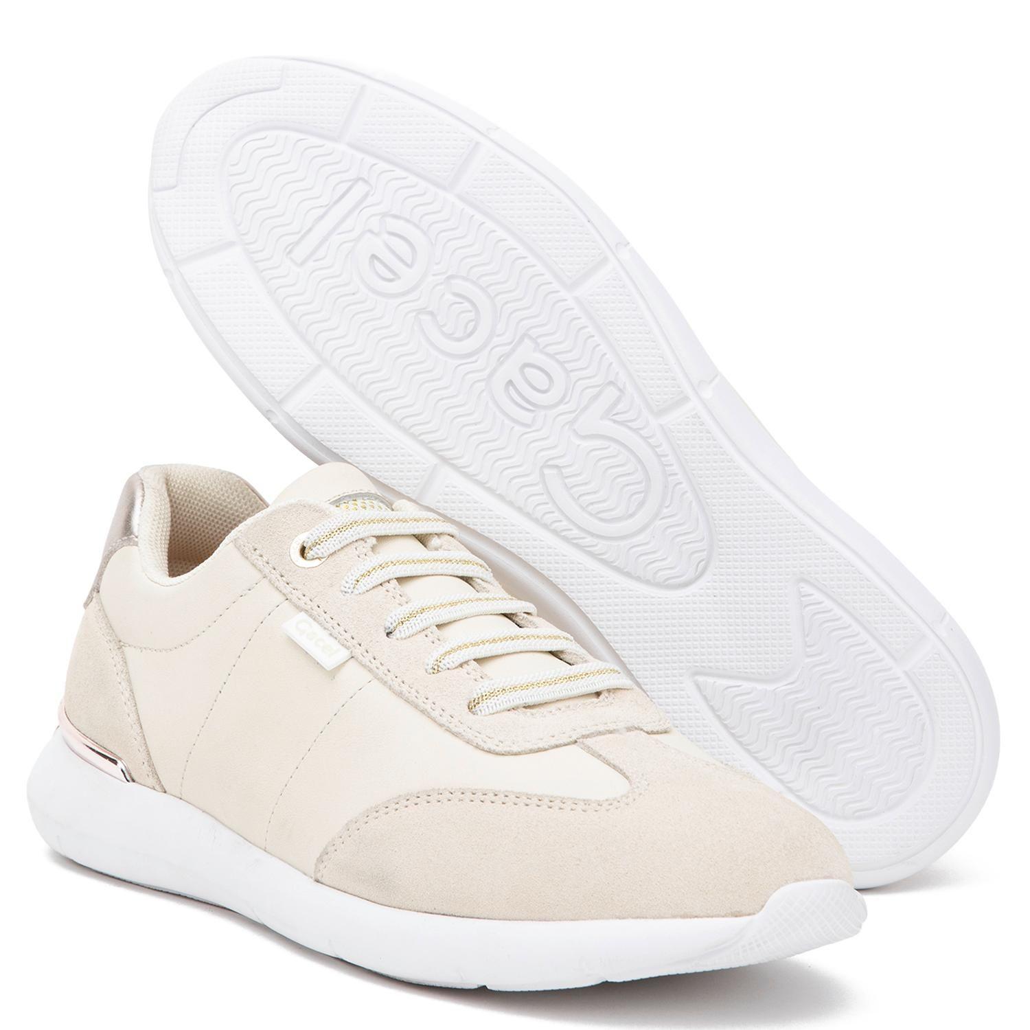 Zapatilla de cuero mujer Gacel beige Steffy-3