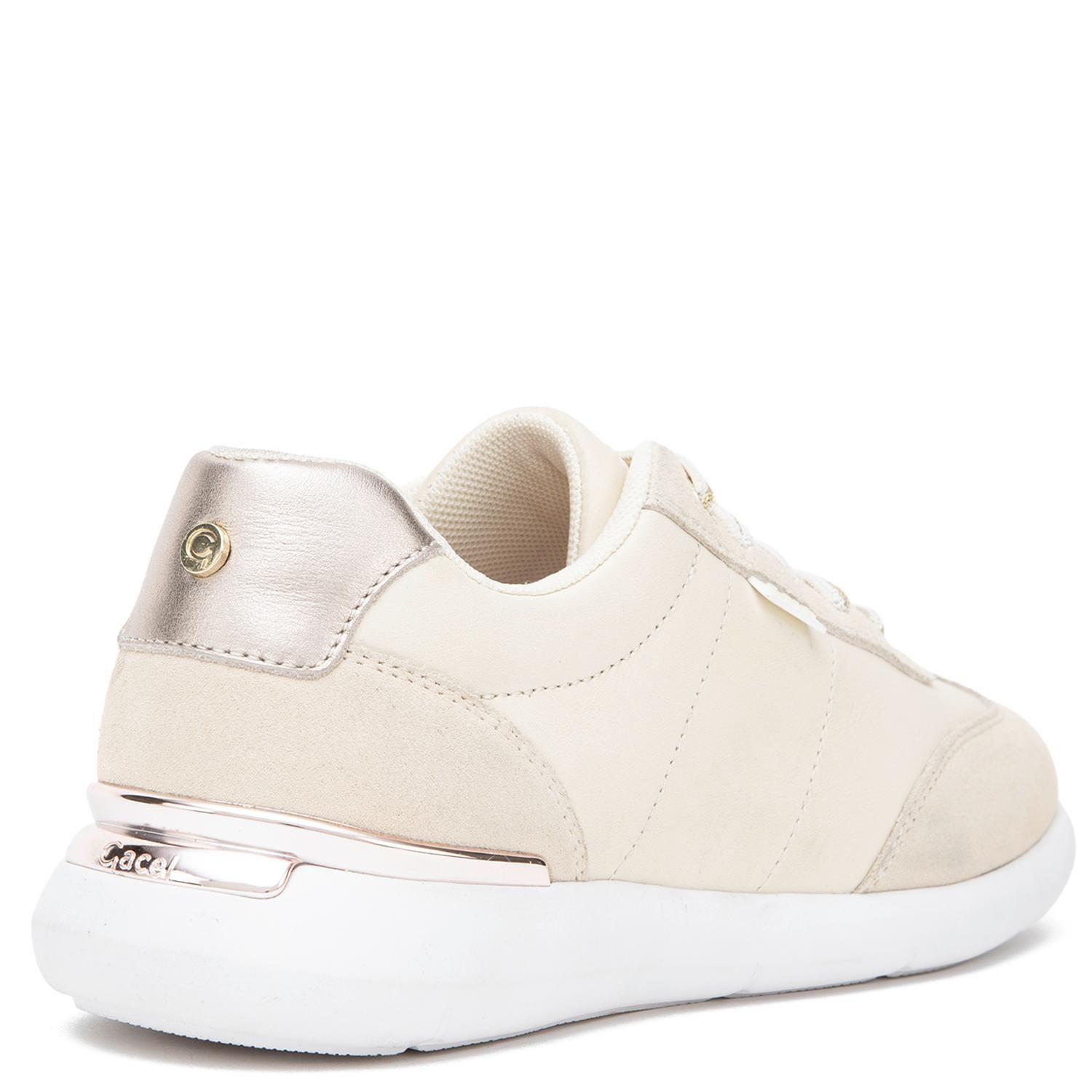 Zapatilla de cuero mujer Gacel beige Steffy-4