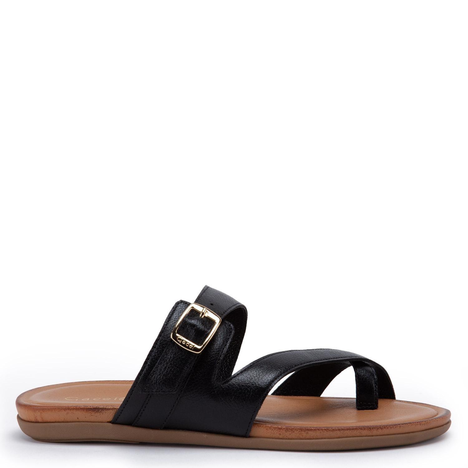 Sandalia de cuero mujer Gacel Negro fi-0