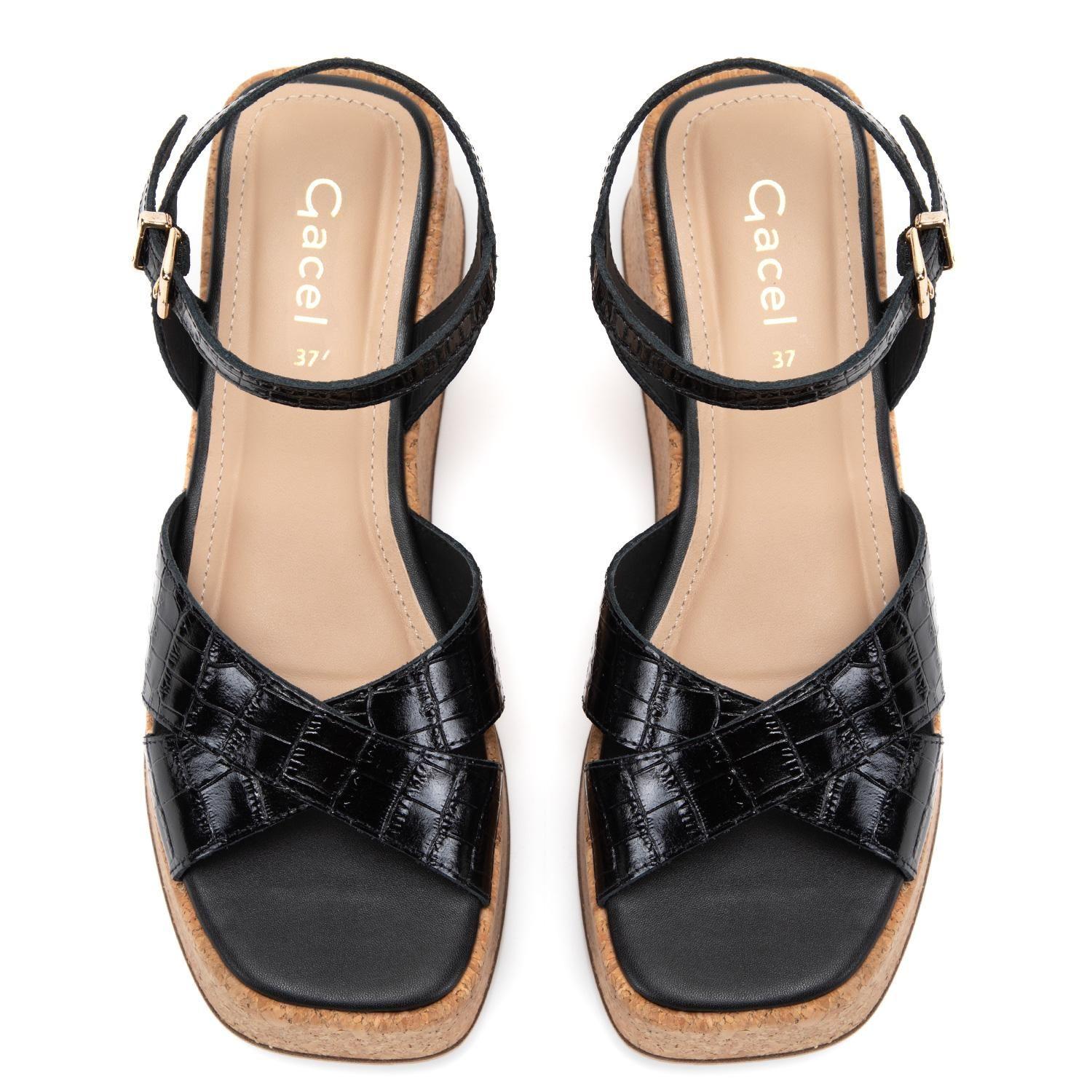 Sandalia de cuero mujer Gacel negro Carry-3