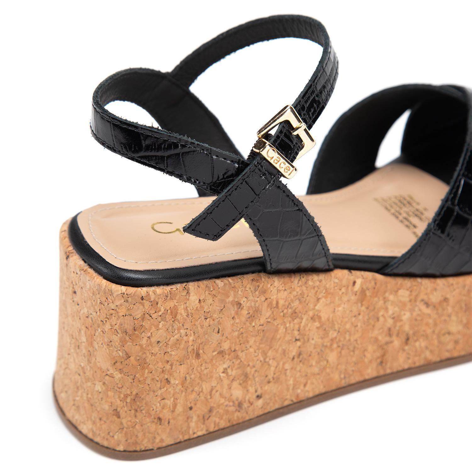 Sandalia de cuero mujer Gacel negro Carry-6