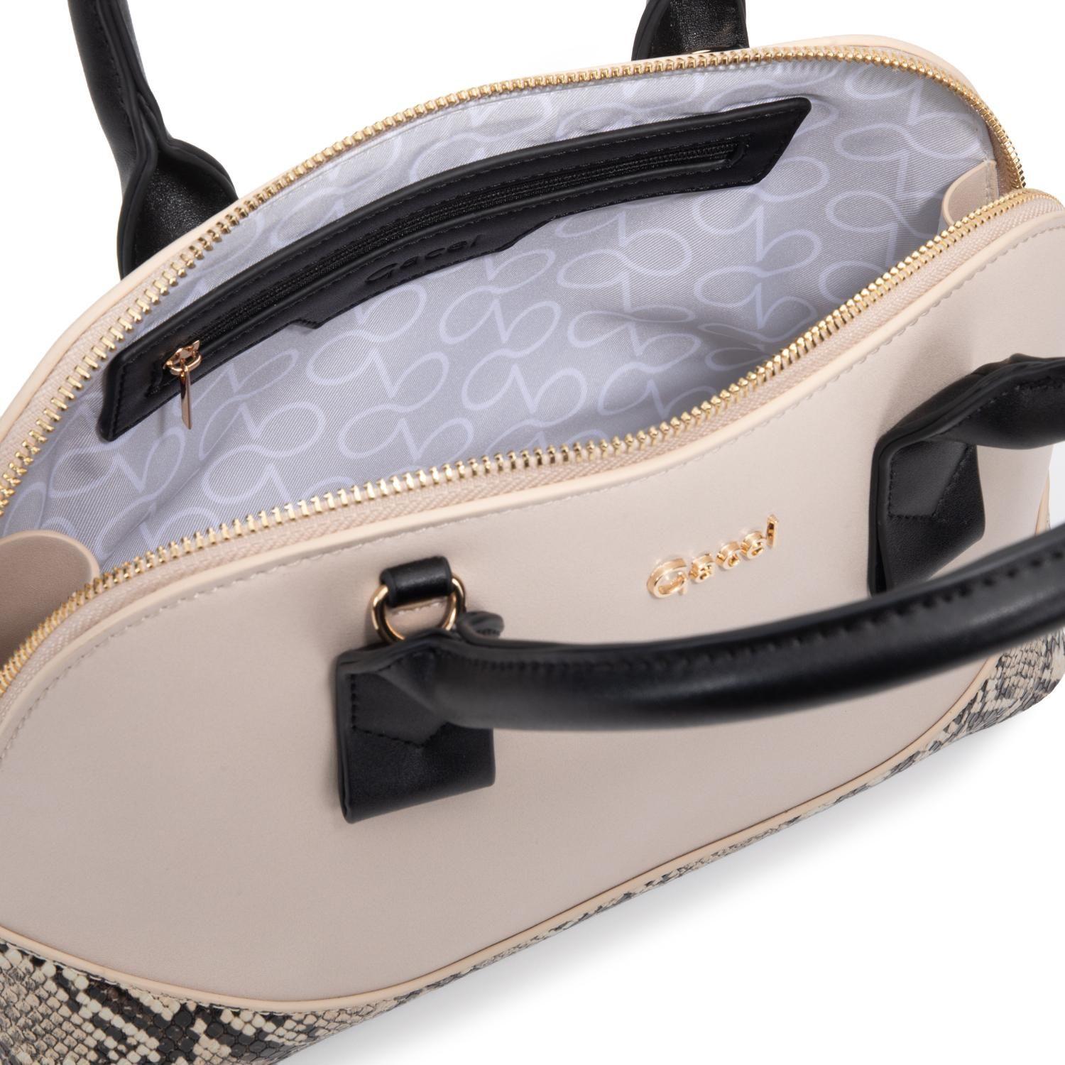 Cartera mujer Gacel off white dos asas mediana-4