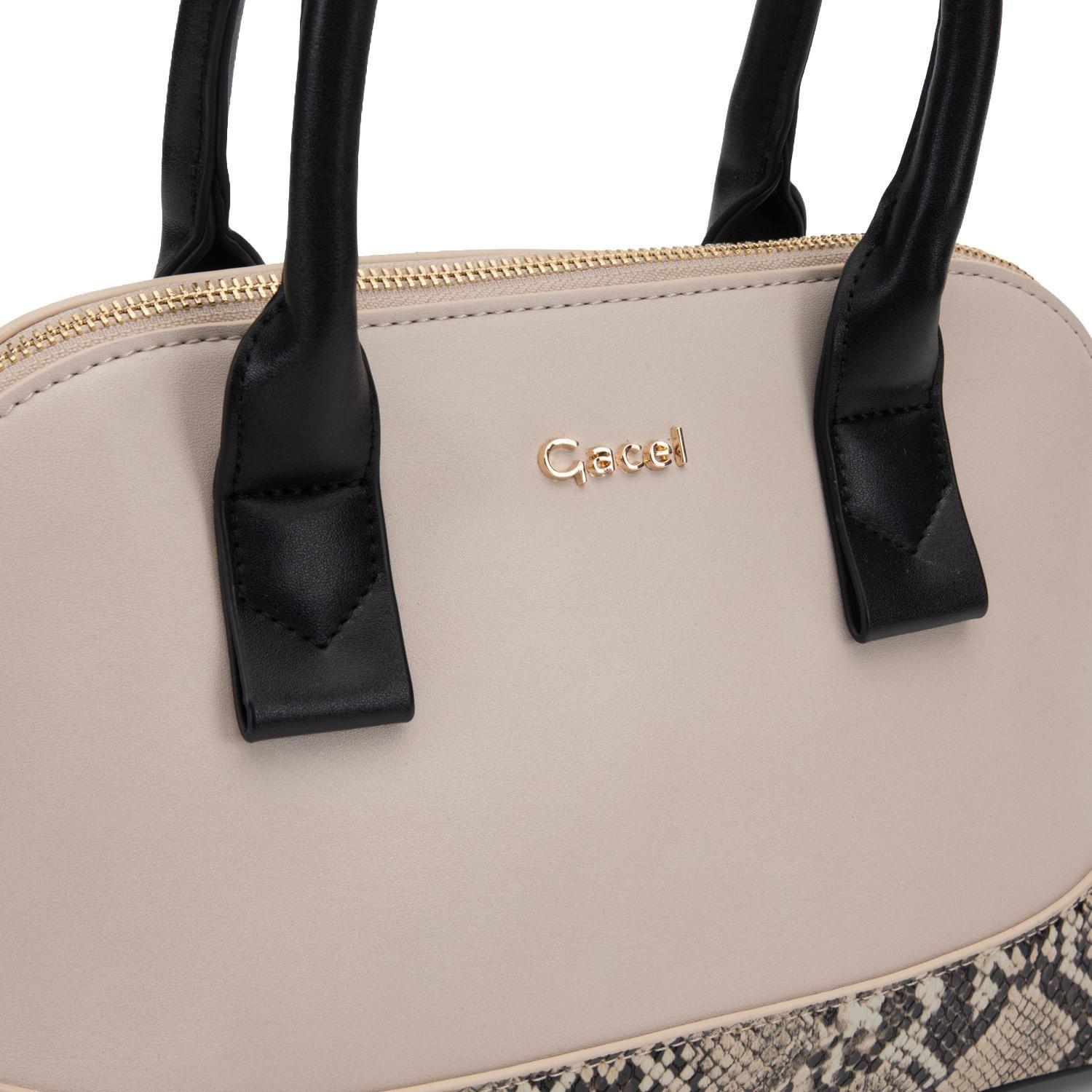 Cartera mujer Gacel off white dos asas mediana-5