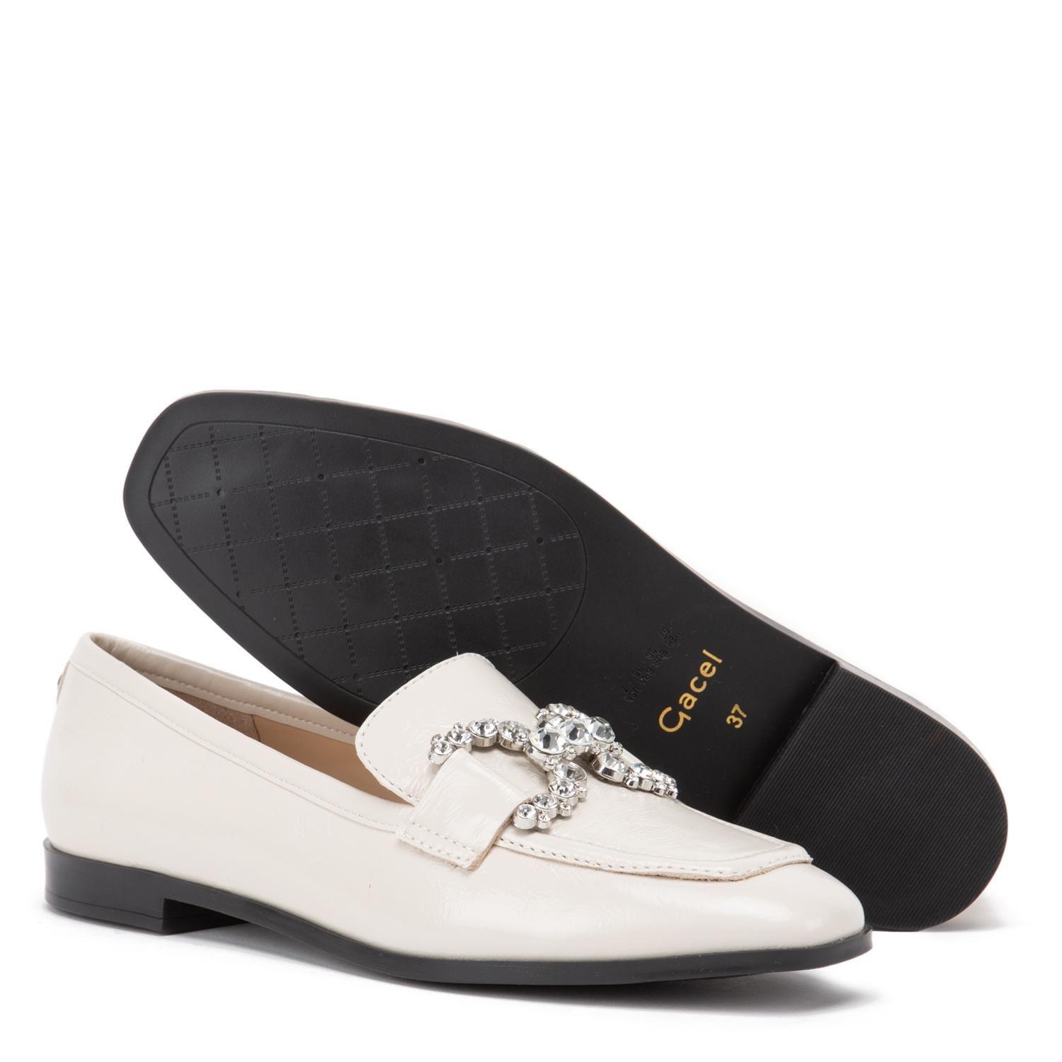 Mocasin de cuero mujer Gacel off white Trace 0660638-3