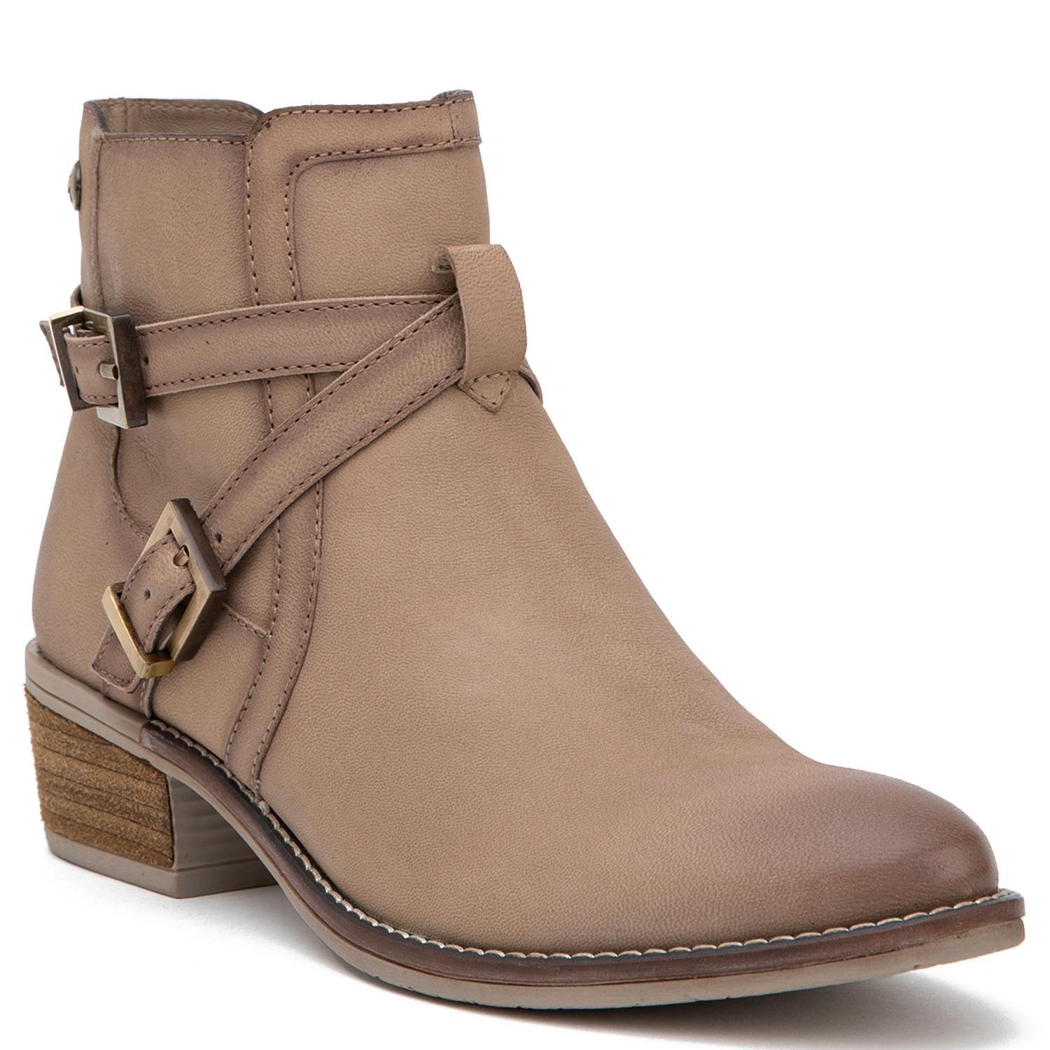 Botin de cuero mujer Gacel arena Gina-2