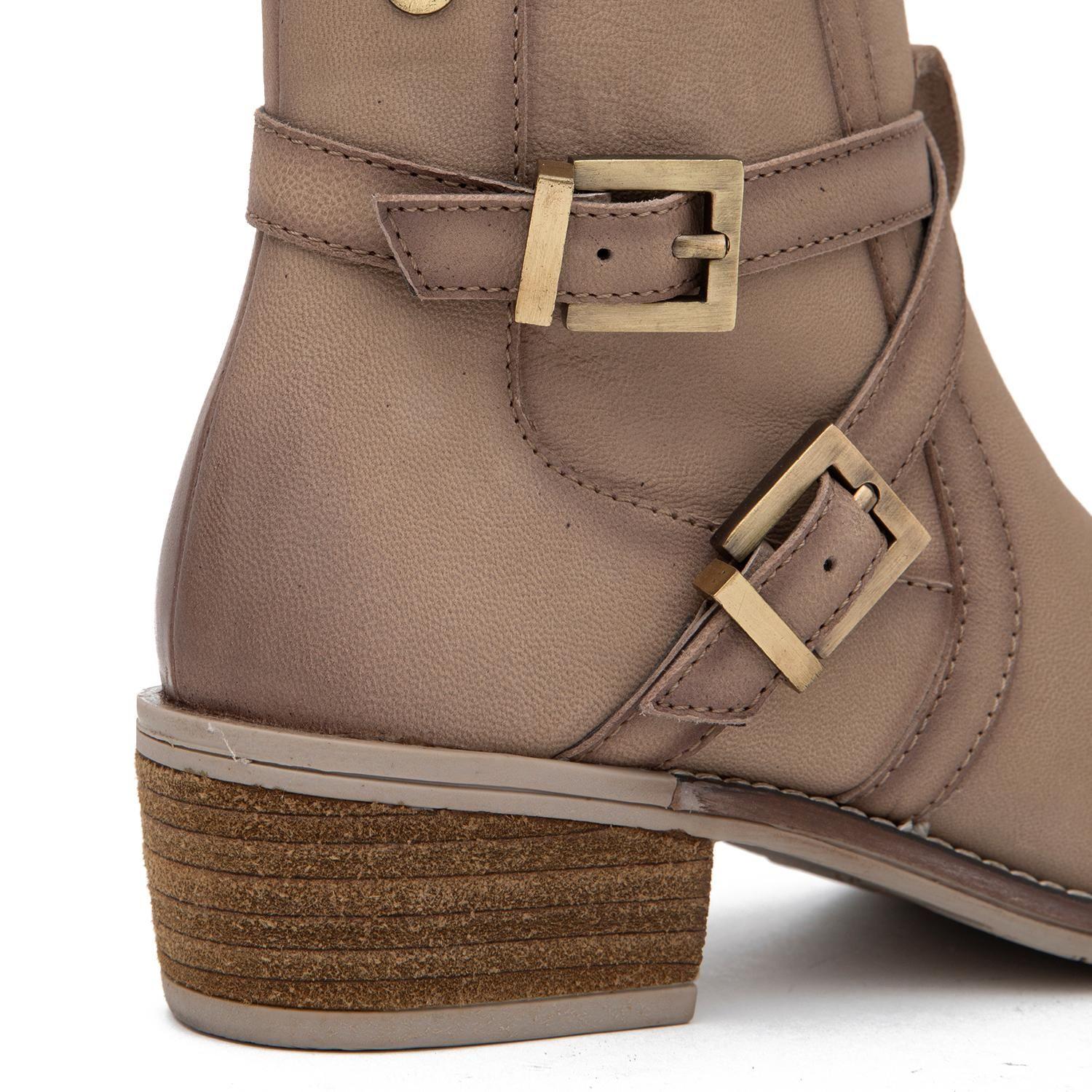 Botin de cuero mujer Gacel arena Gina-3