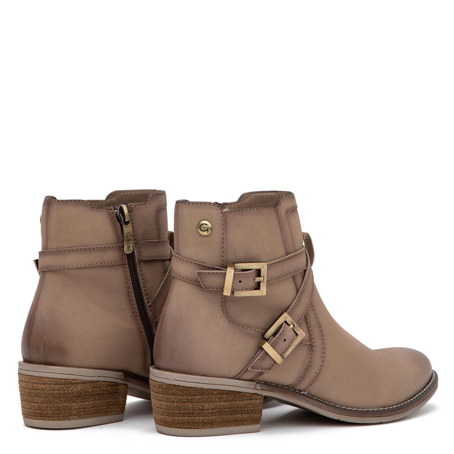 Botin de cuero mujer Gacel arena Gina-4