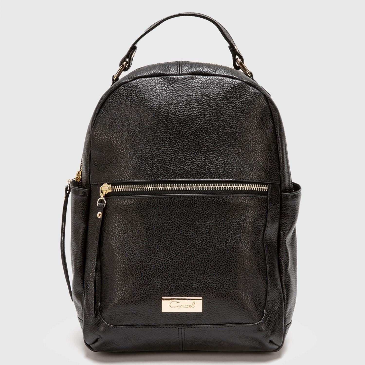 Mochila de cuero mujer Gacel negro Grande-0