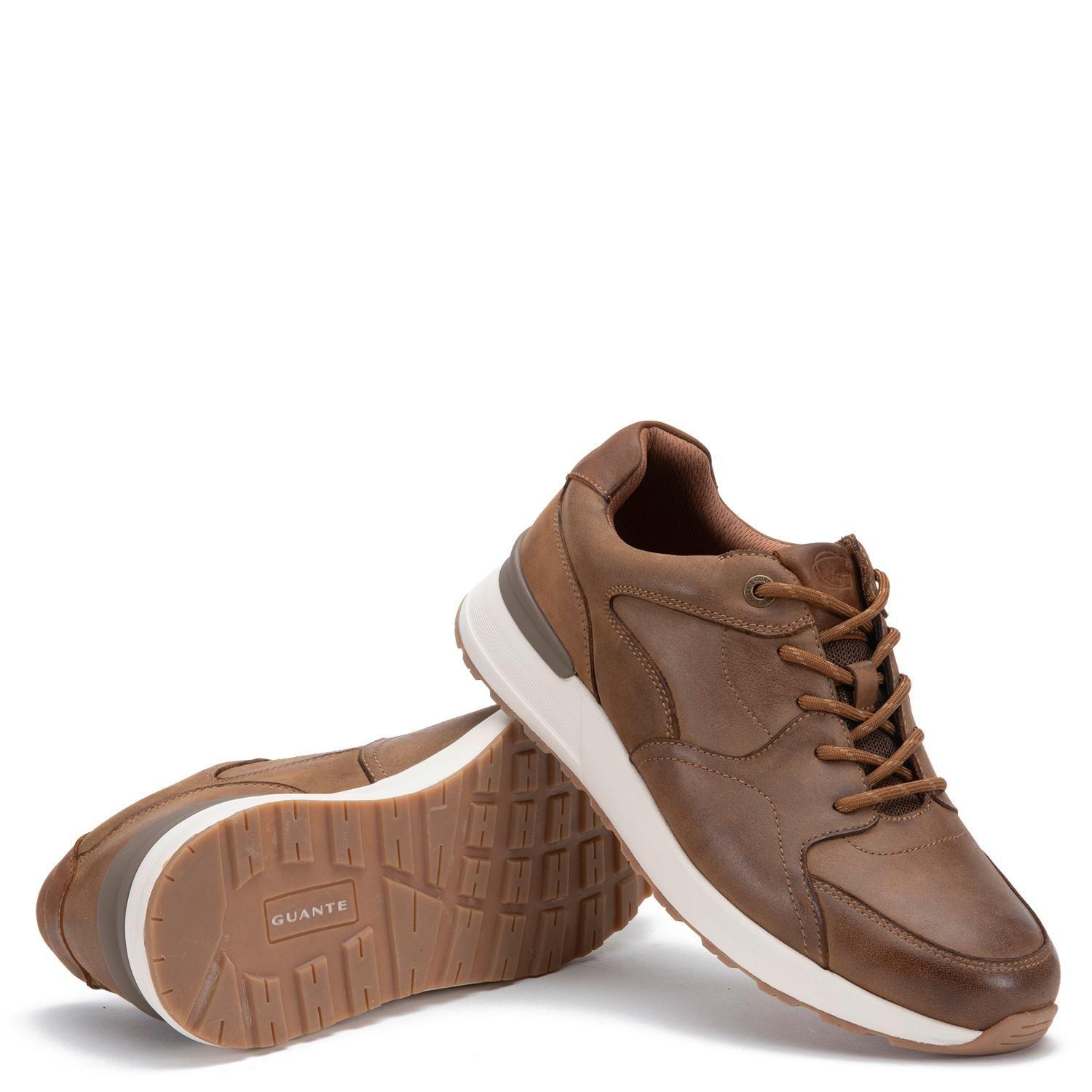 Zapatilla de cuero hombre Guante camel Kioto-3