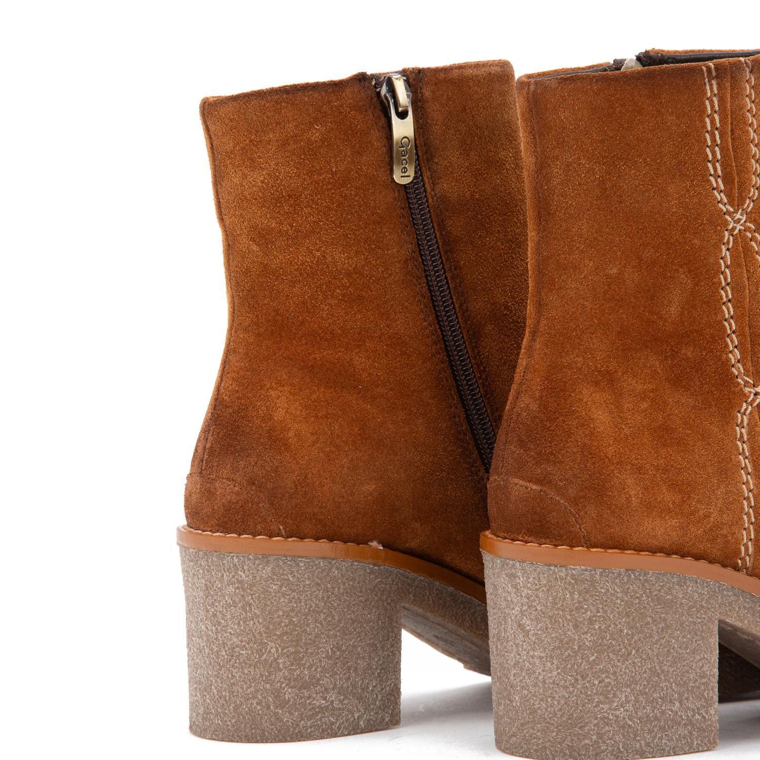 Botin de cuero mujer Gacel tostado Meg-3