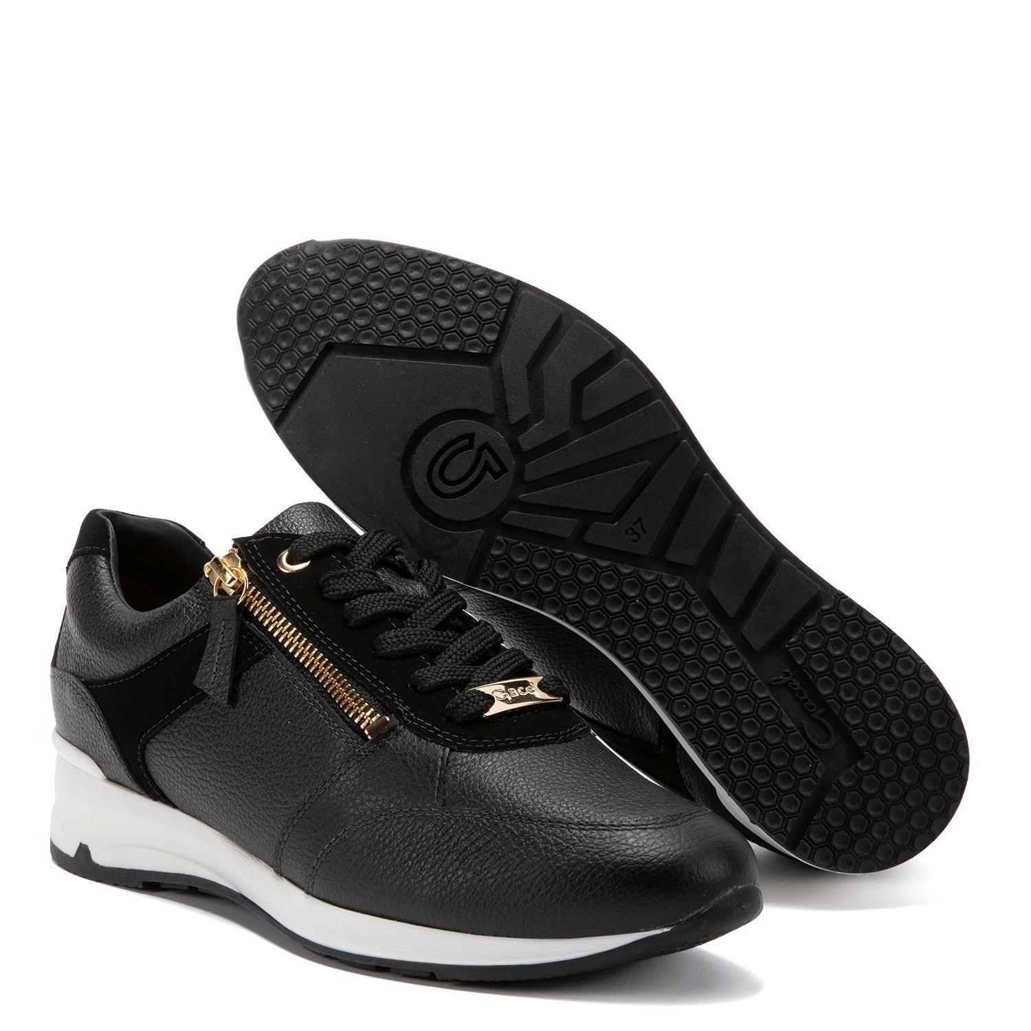 Zapatilla de cuero mujer Gacel Negro Venus 0659753-3