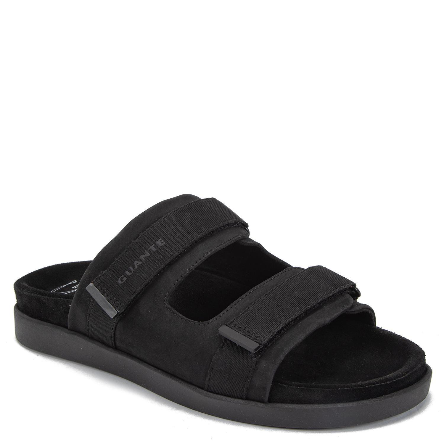 Sandalia semi abierta de cuero hombre Guante negro Berna-2