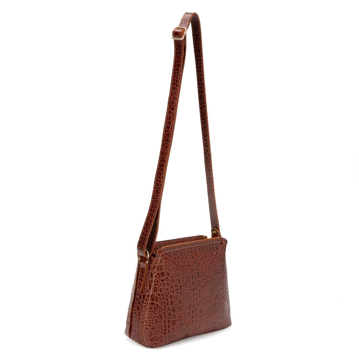 Cartera de cuero mujer Gacel chocolate Bandolera Grande-2