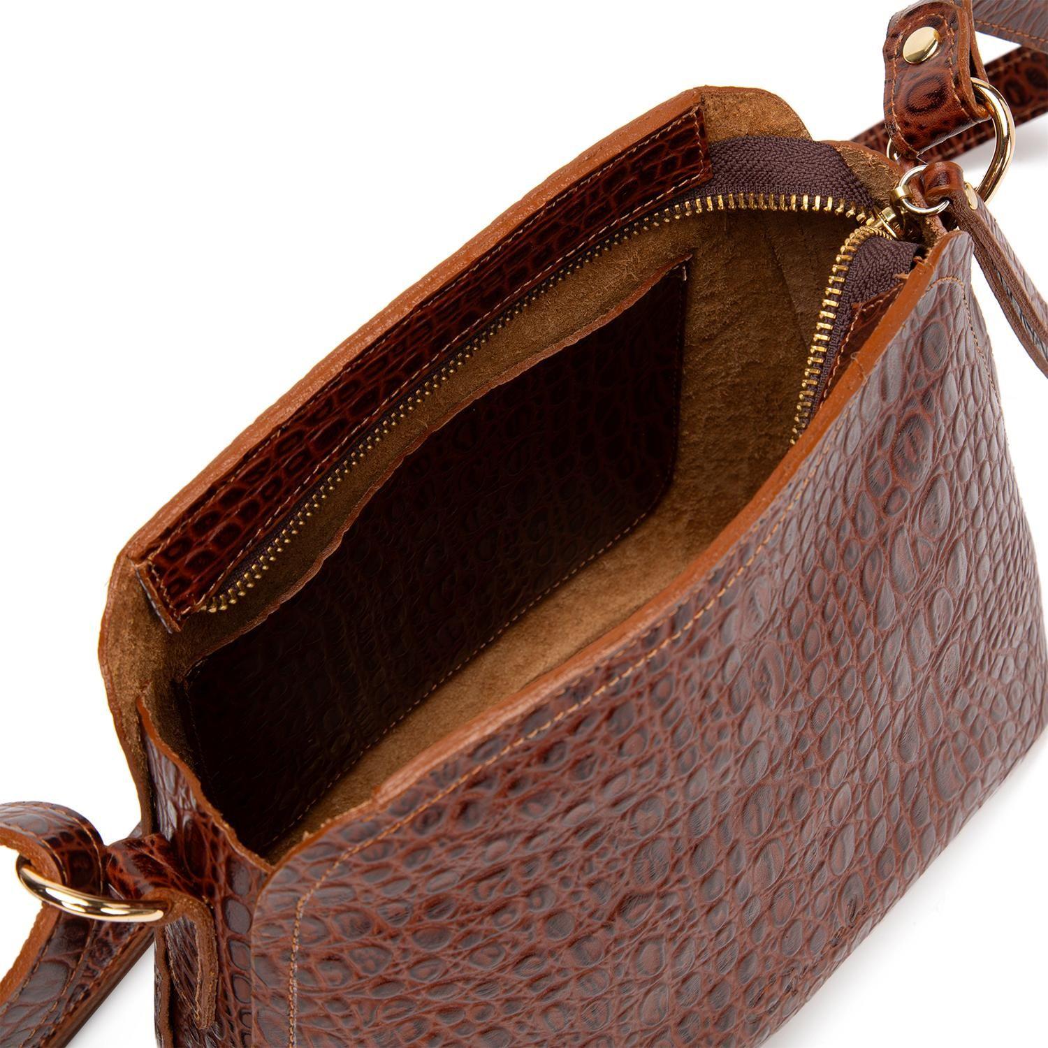 Cartera de cuero mujer Gacel chocolate Bandolera Grande-4