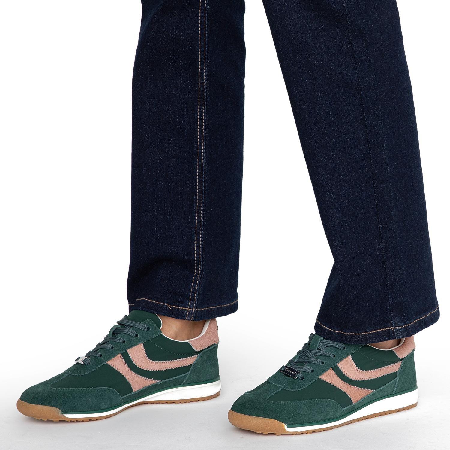 Zapatilla de cuero mujer Gacel verde Inna-1