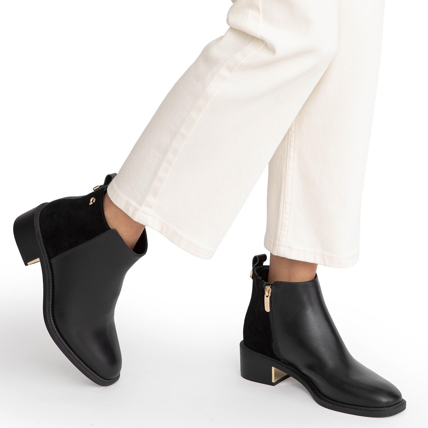 Botin de cuero mujer Gacel negro Cloudine 0660748-1