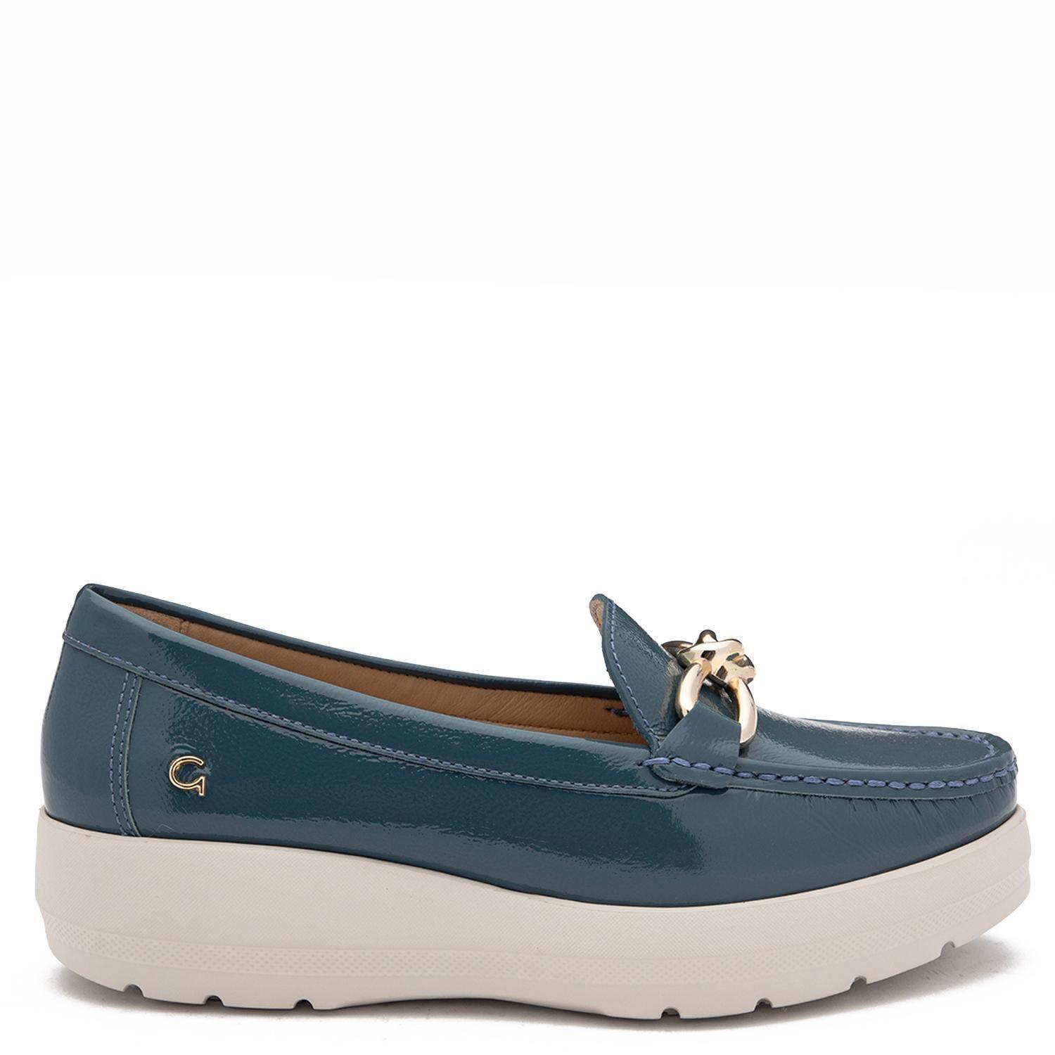 Mocasin de cuero mujer Gacel azul Locanda-0