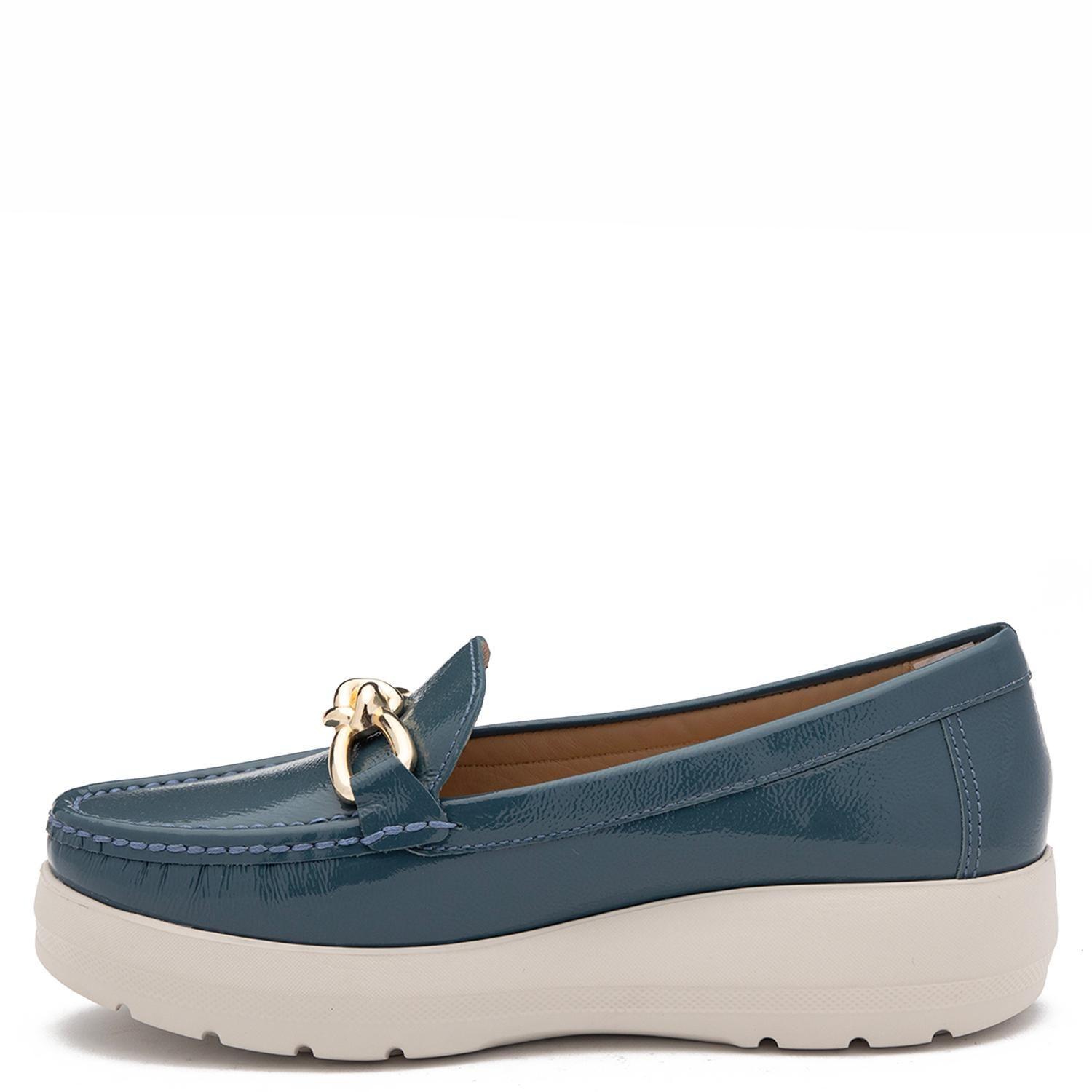 Mocasin de cuero mujer Gacel azul Locanda-2