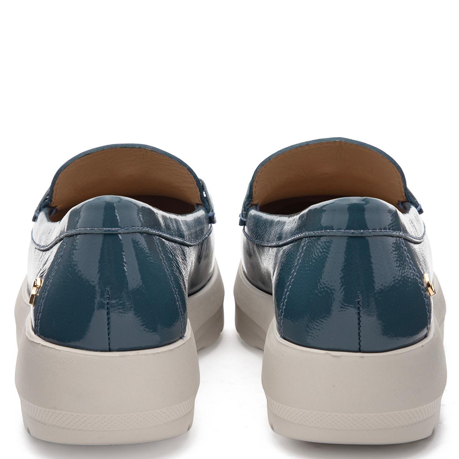 Mocasin de cuero mujer Gacel azul Locanda-4