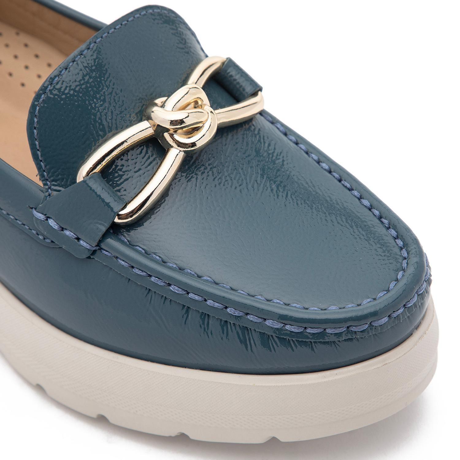 Mocasin de cuero mujer Gacel azul Locanda-5