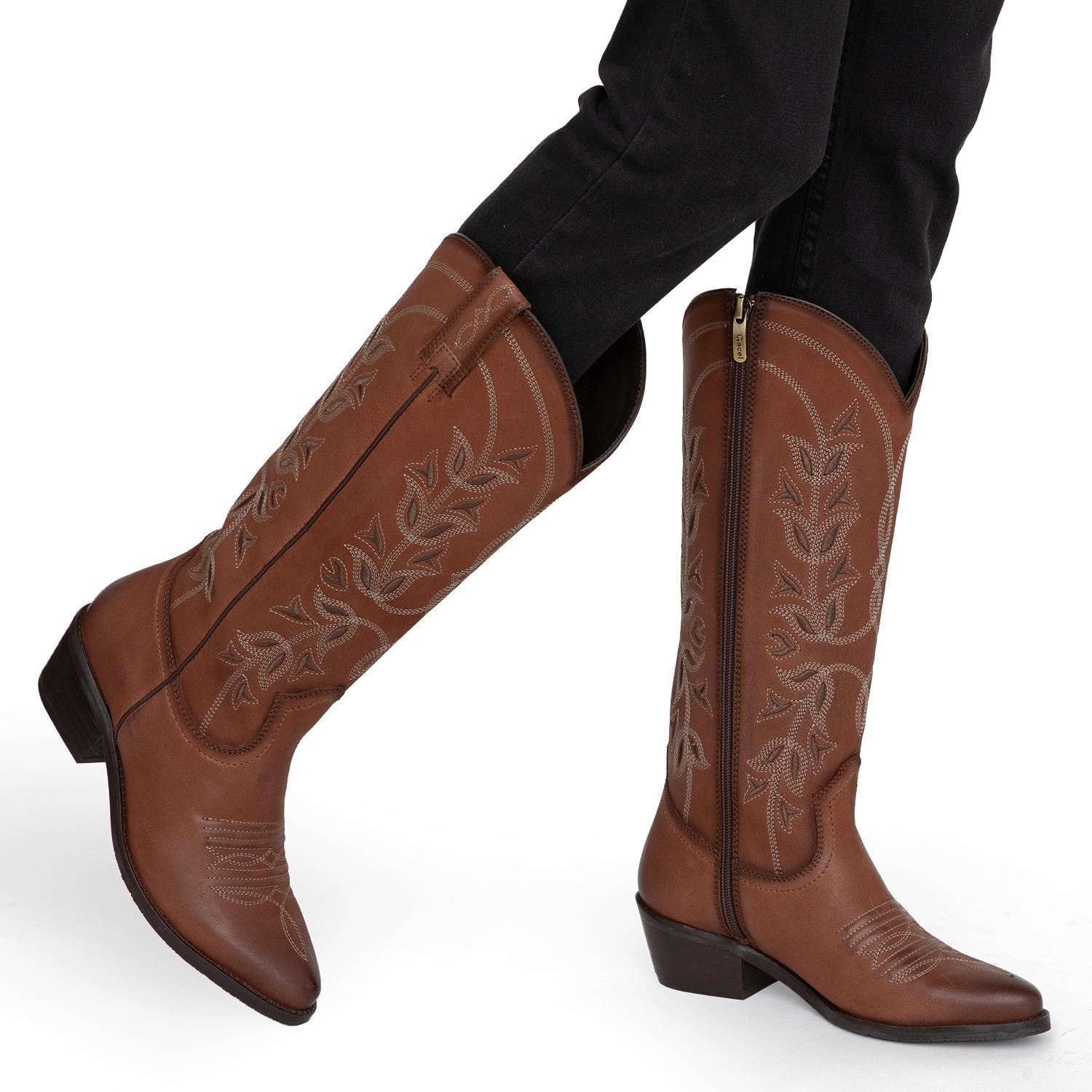 Bota de cuero mujer Gacel tostado Sheyla-1