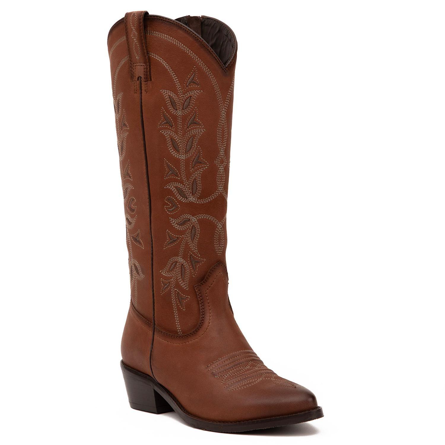 Bota de cuero mujer Gacel tostado Sheyla-2