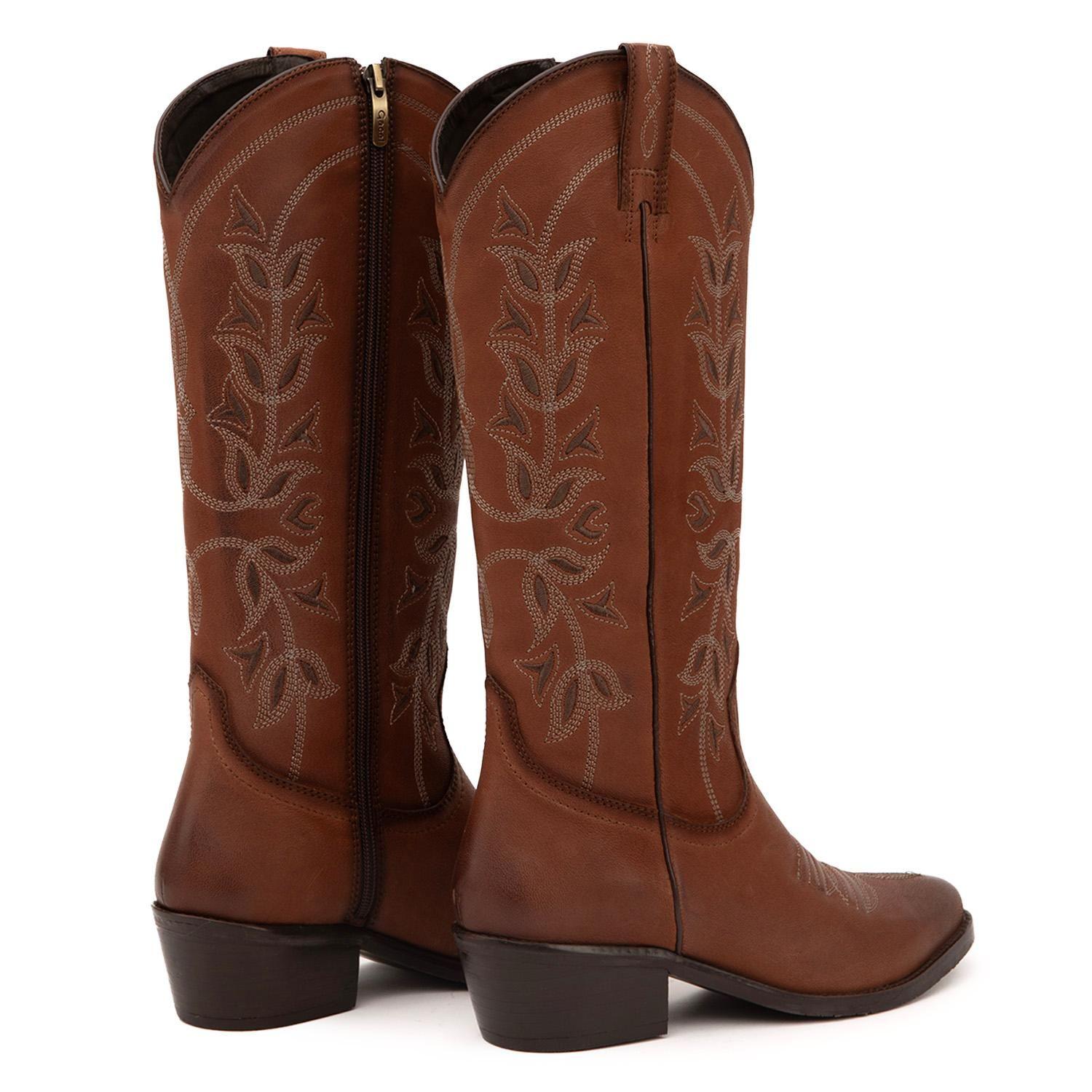 Bota de cuero mujer Gacel tostado Sheyla-4