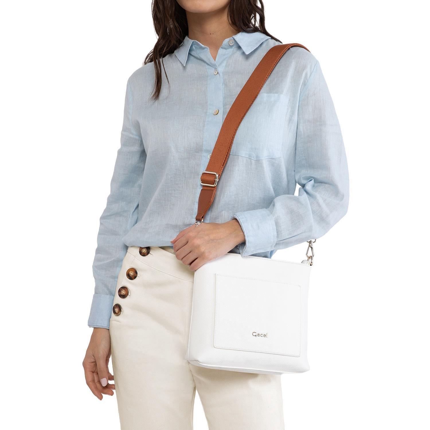 Cartera mujer Gacel blanco bandolera grande-1