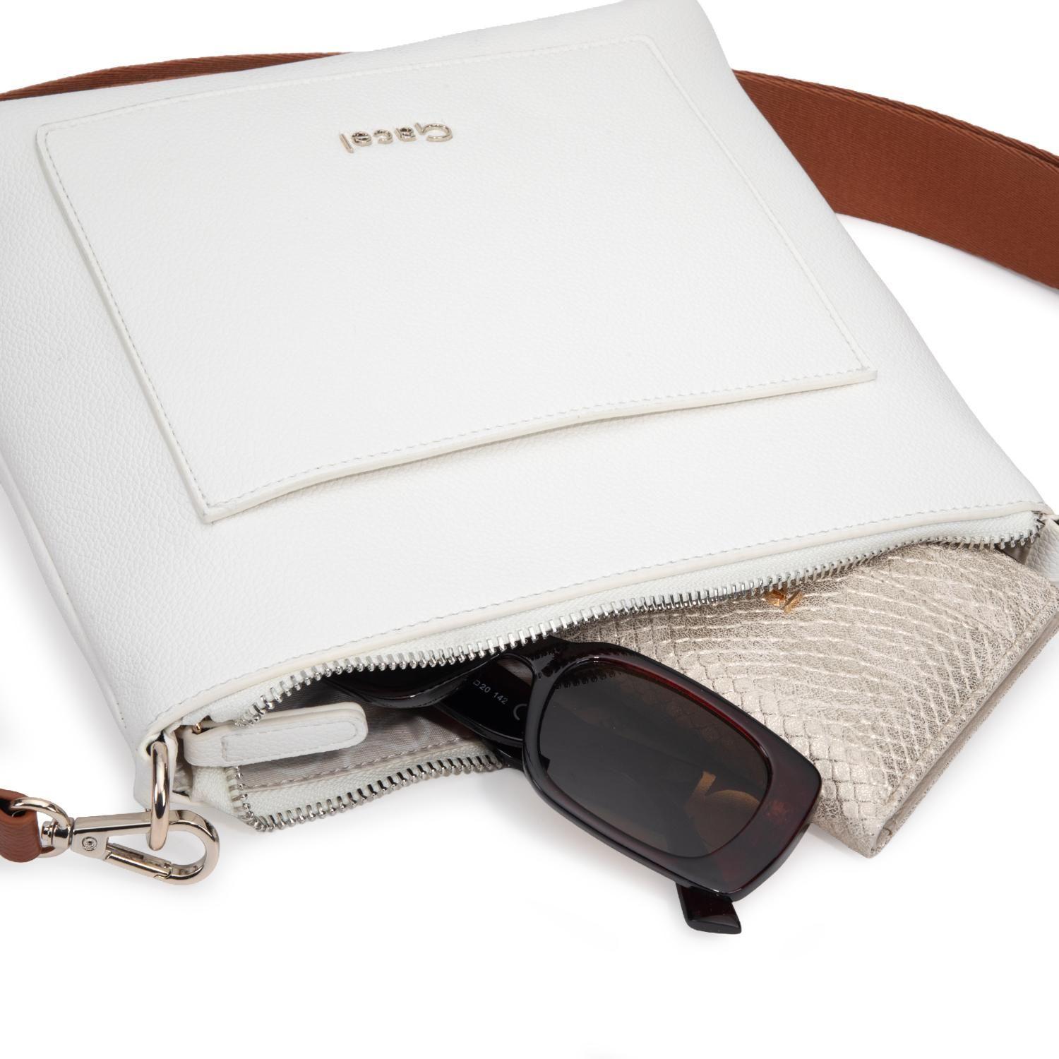 Cartera mujer Gacel blanco bandolera grande-8