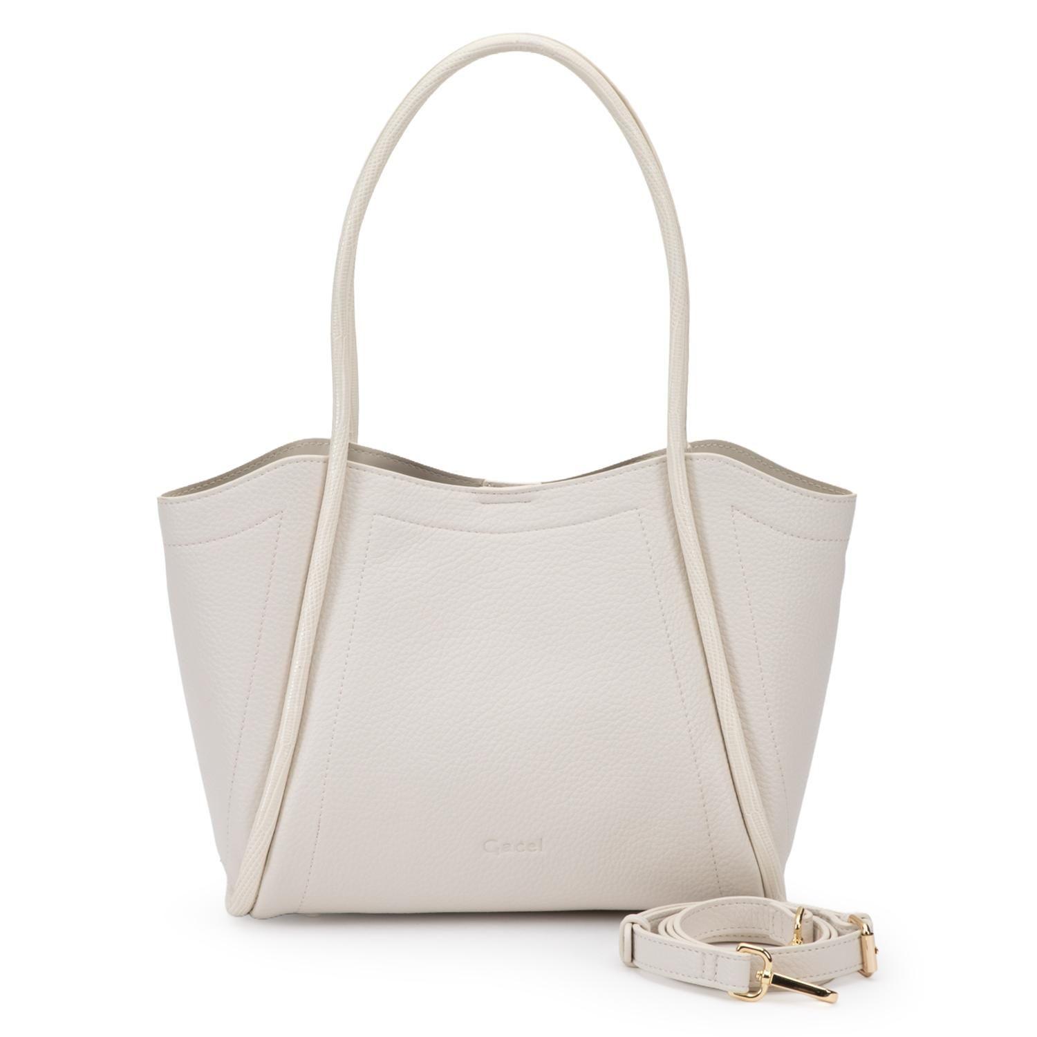 Cartera mujer Gacel off white dos asas mediana-0