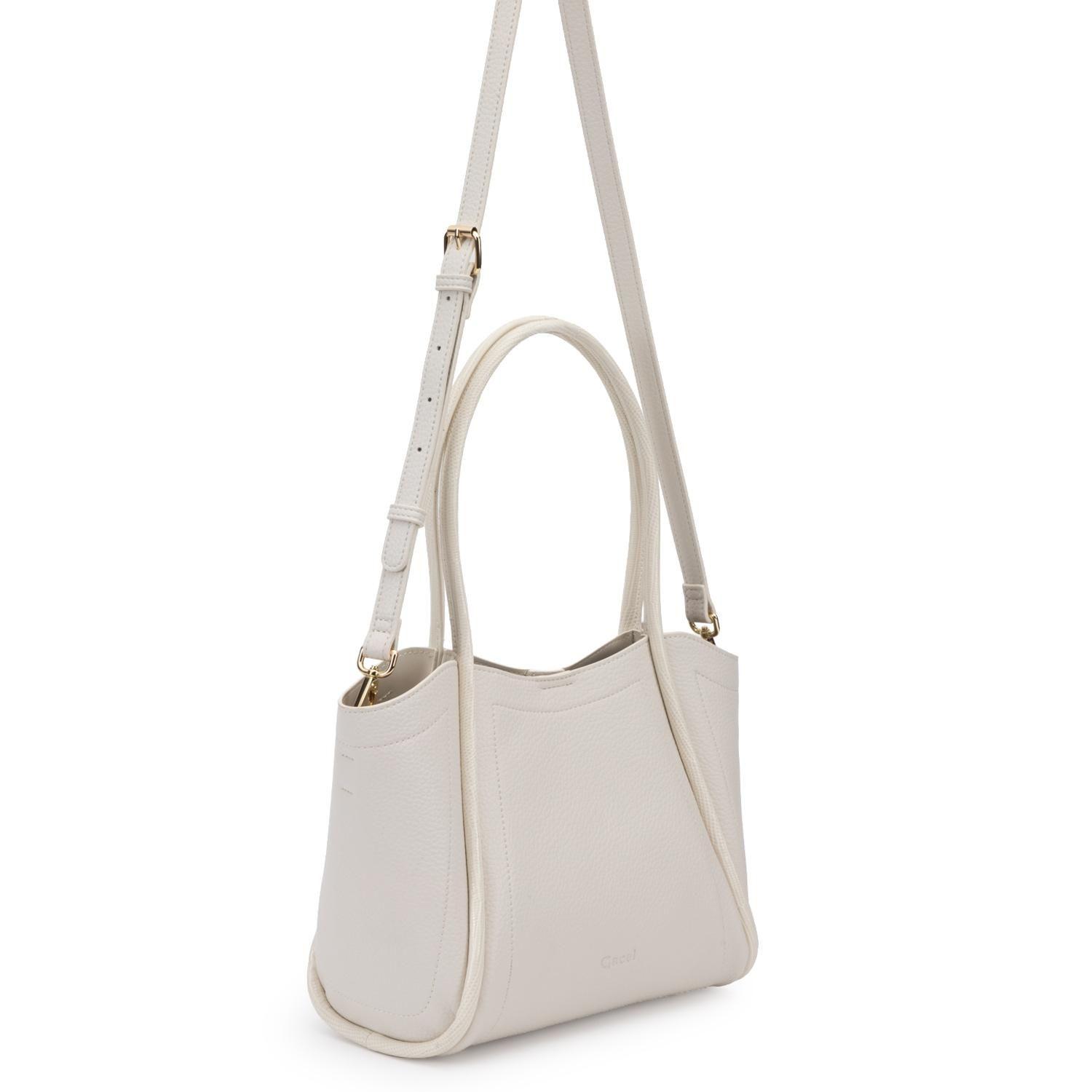 Cartera mujer Gacel off white dos asas mediana-3