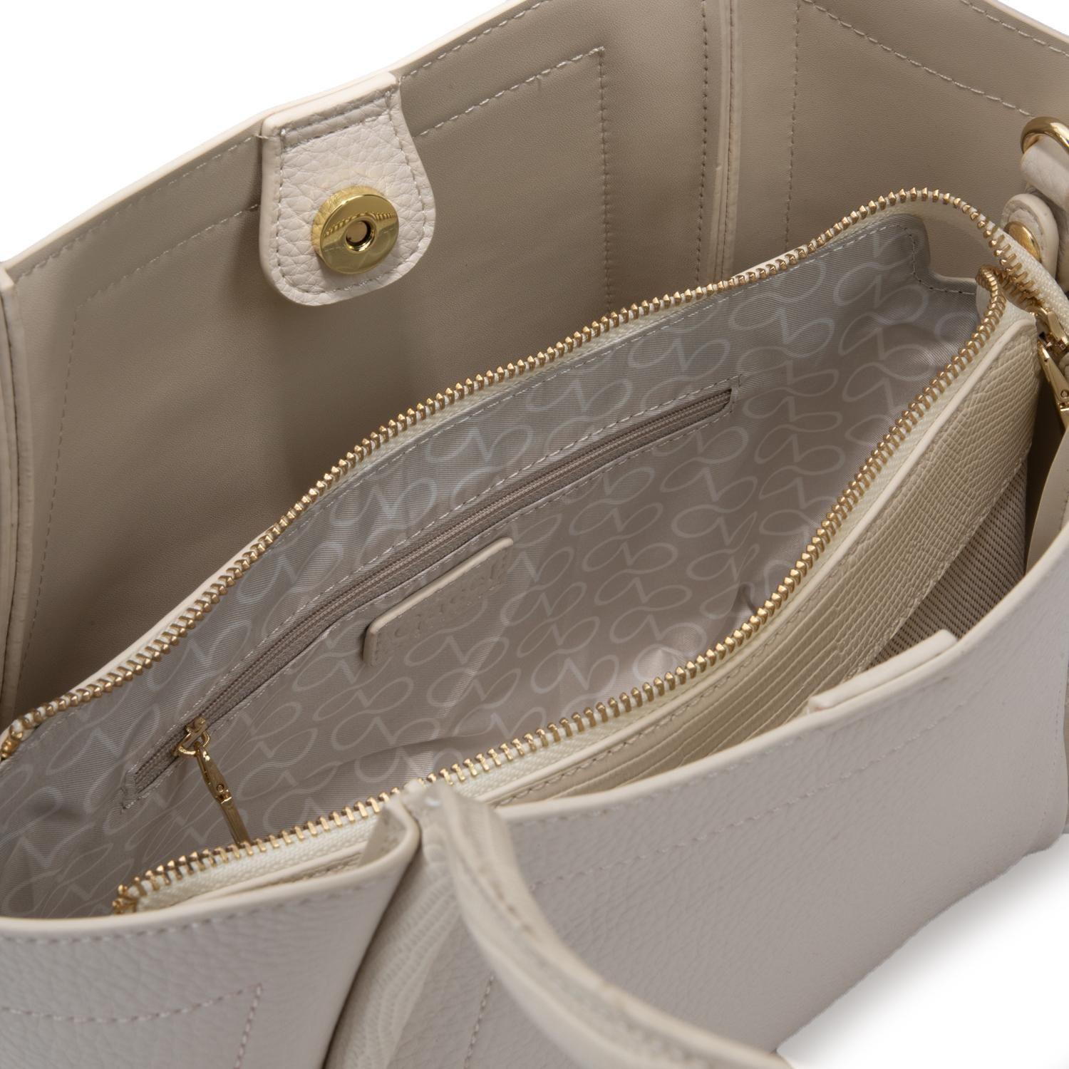 Cartera mujer Gacel off white dos asas mediana-5