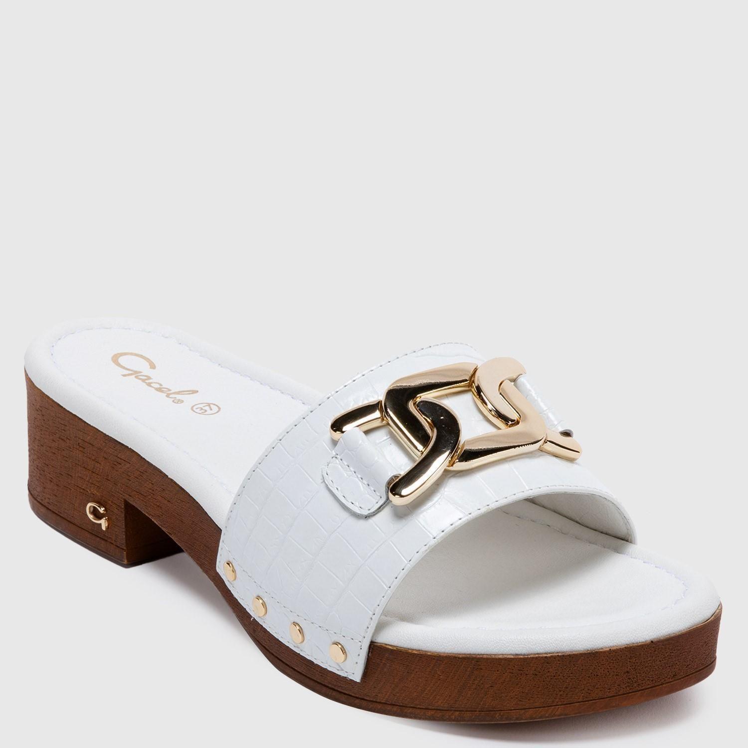 Sandalia de cuero mujer Gacel Blanco Riley 0659006-1