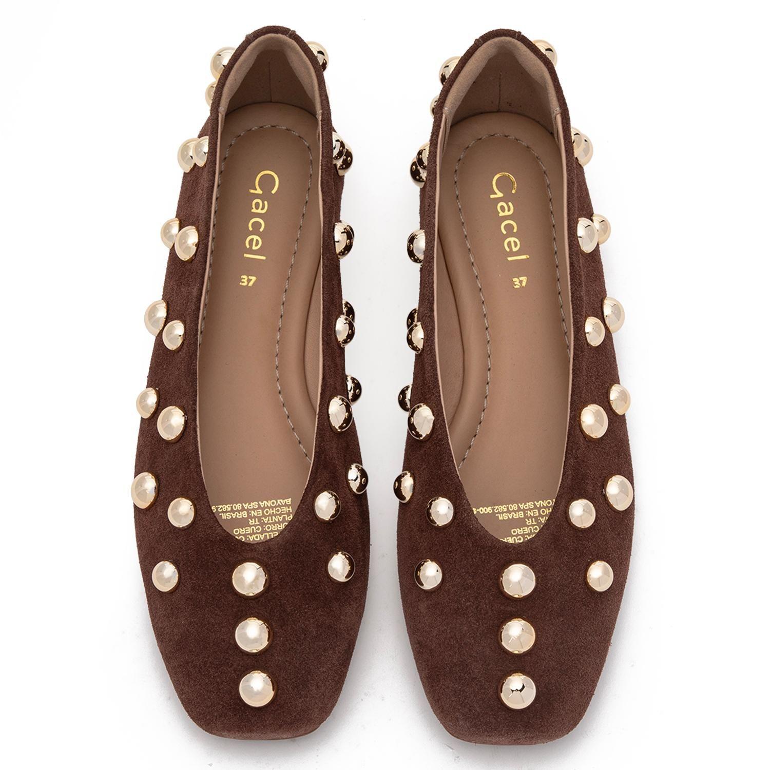 Ballerina de cuero mujer Gacel chocolate Abi 0661448-3