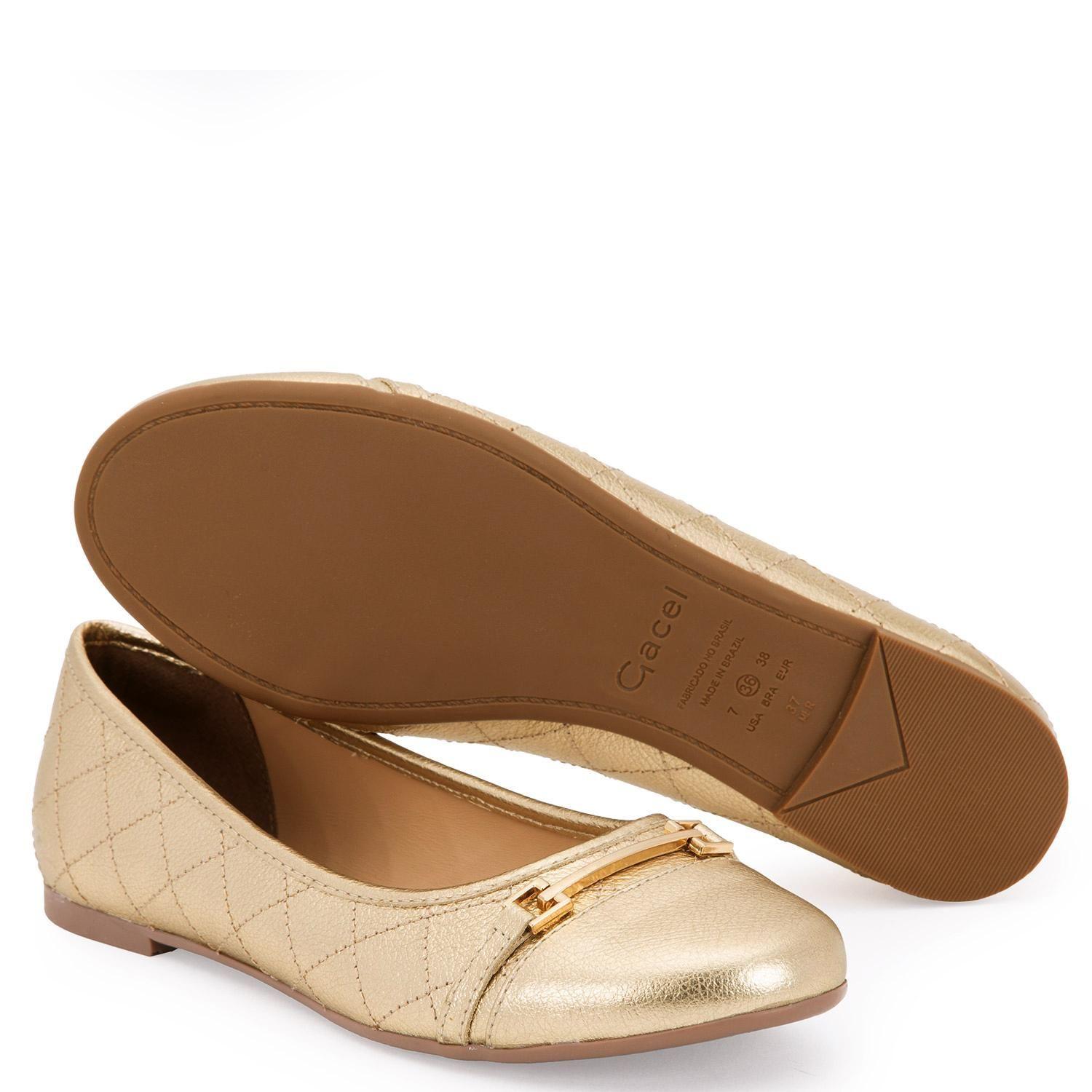 Ballerina de cuero mujer Gacel dorado Ikia-2